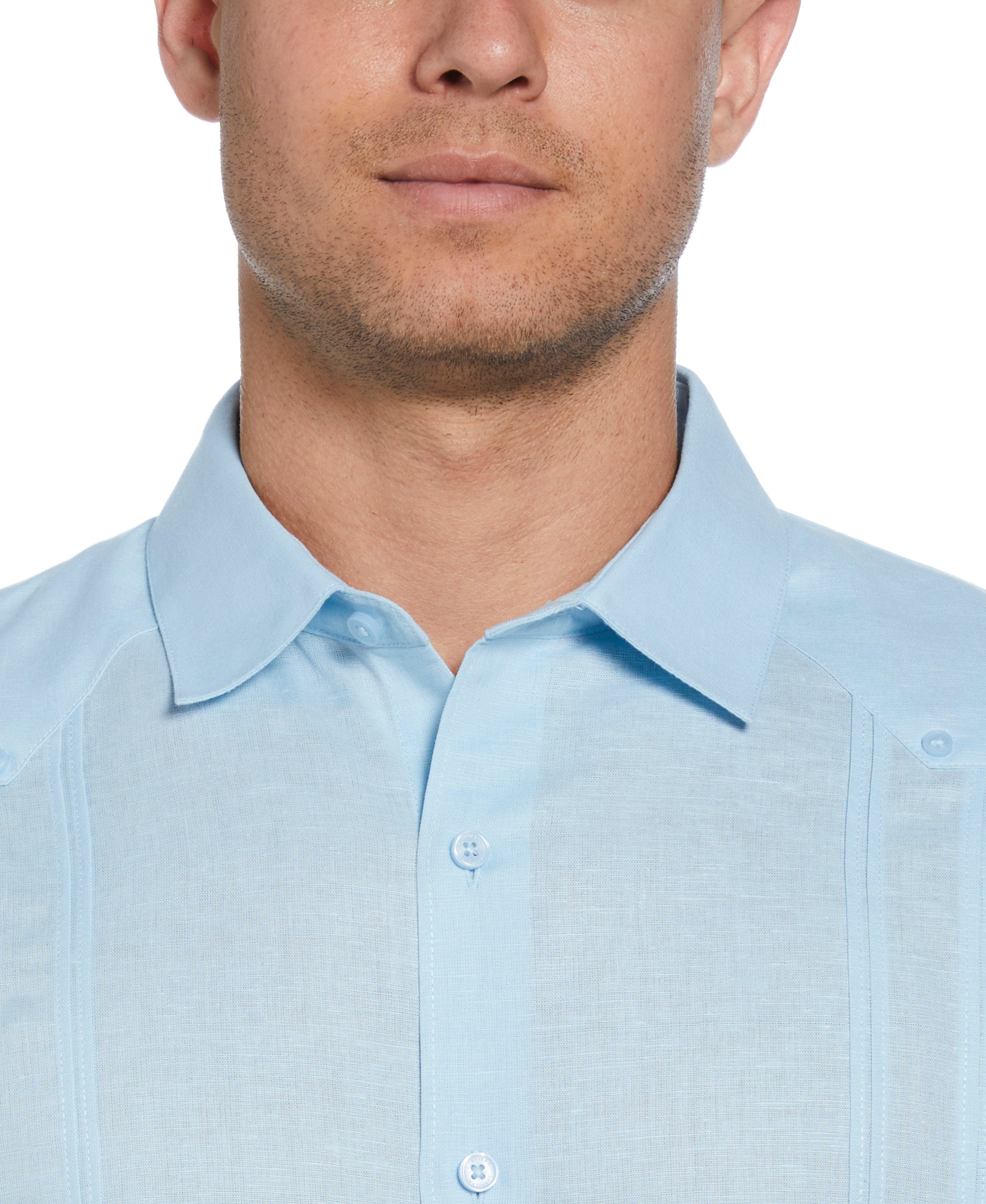 Linen Blend No-Pocket Guayabera Shirt