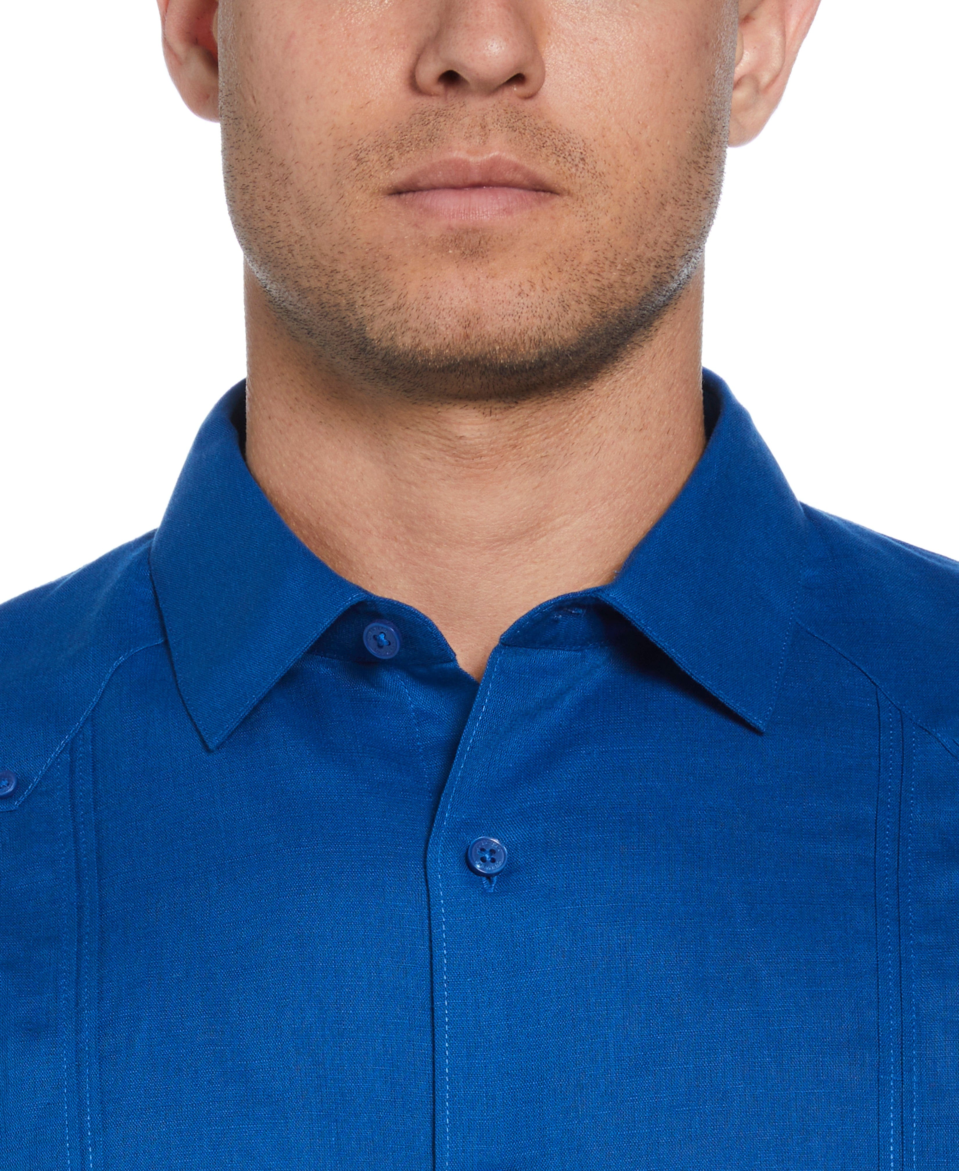 Linen Blend No-Pocket Guayabera Shirt