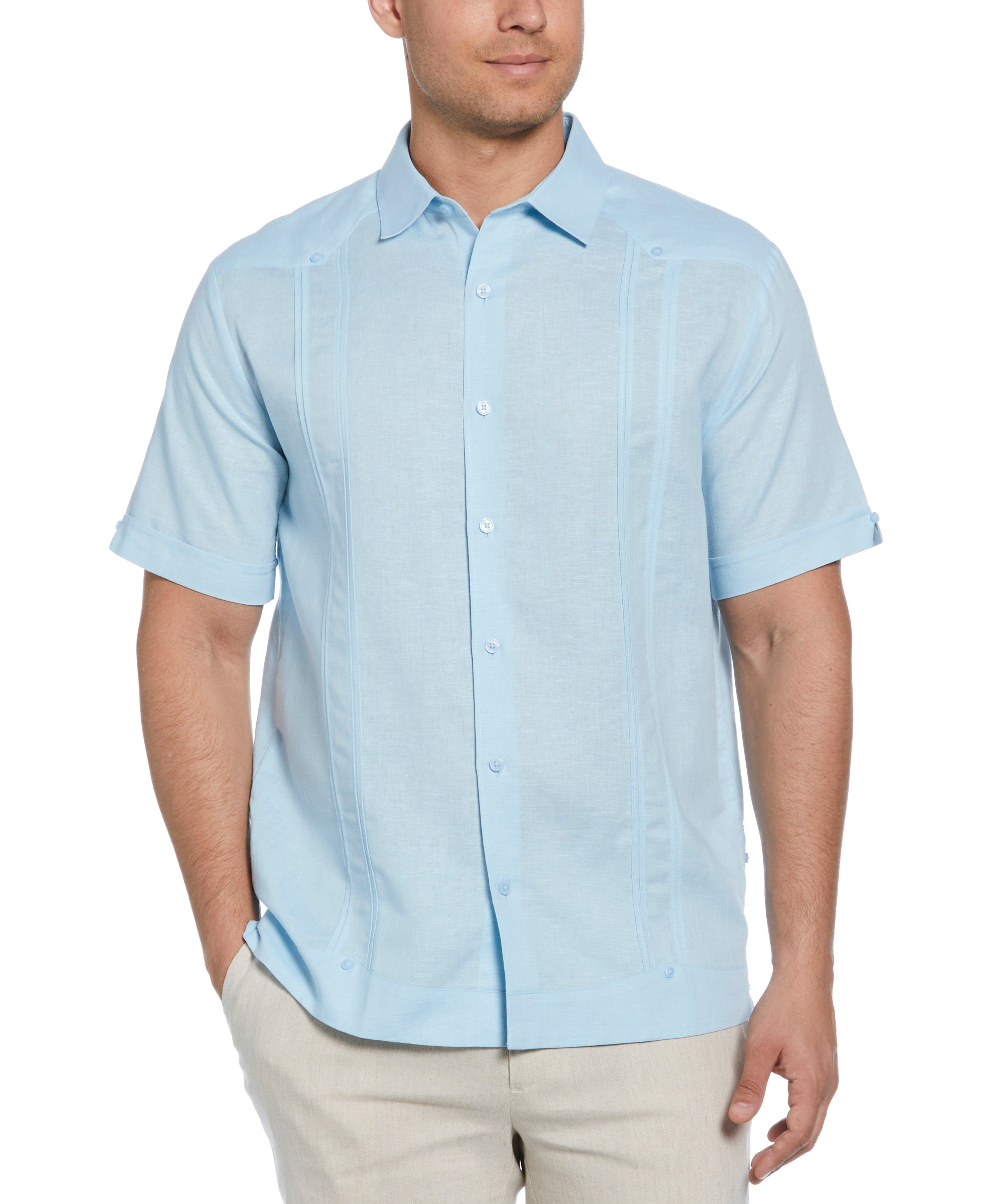 Linen Blend No-Pocket Guayabera Shirt