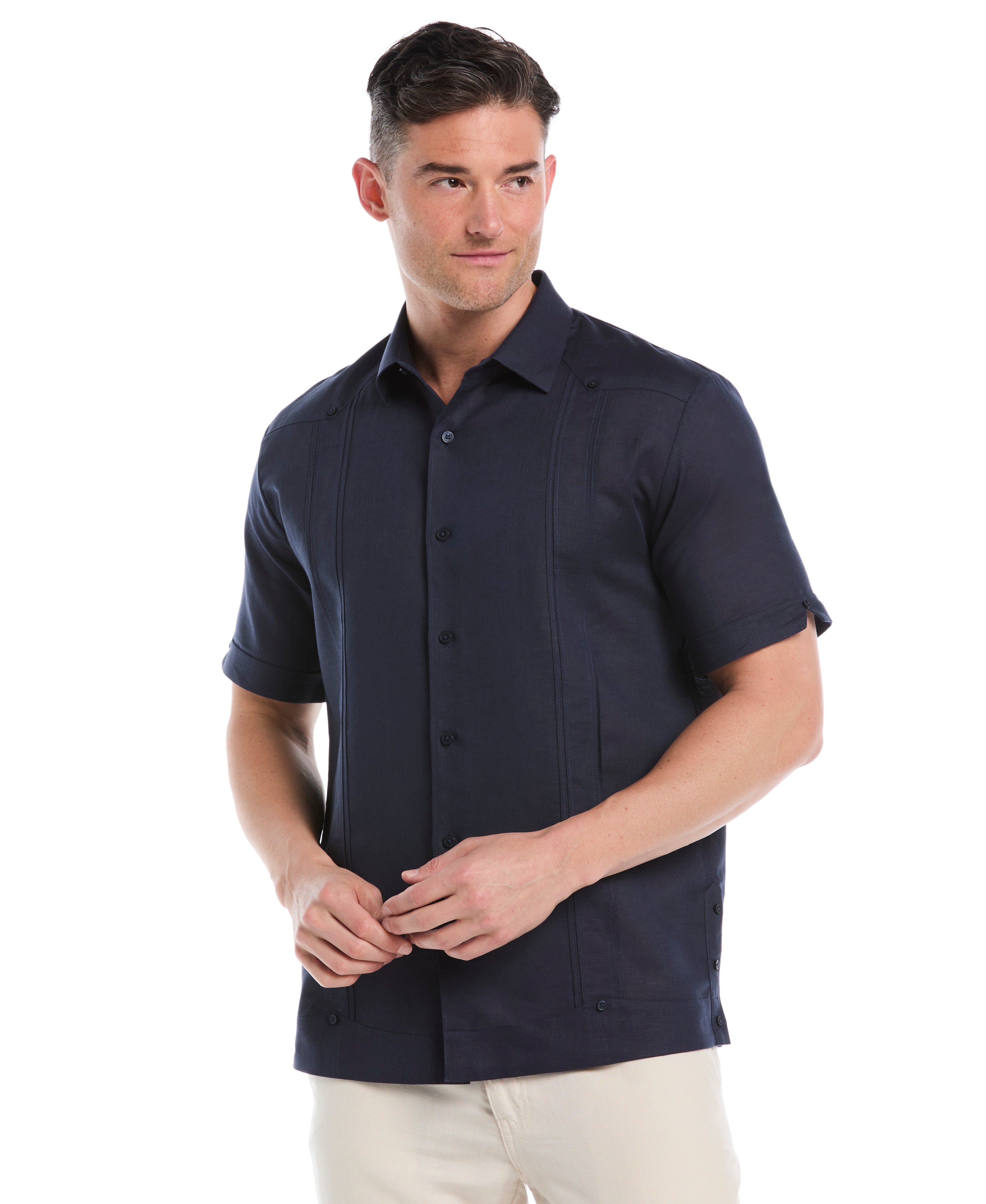 Linen Blend No-Pocket Guayabera Shirt