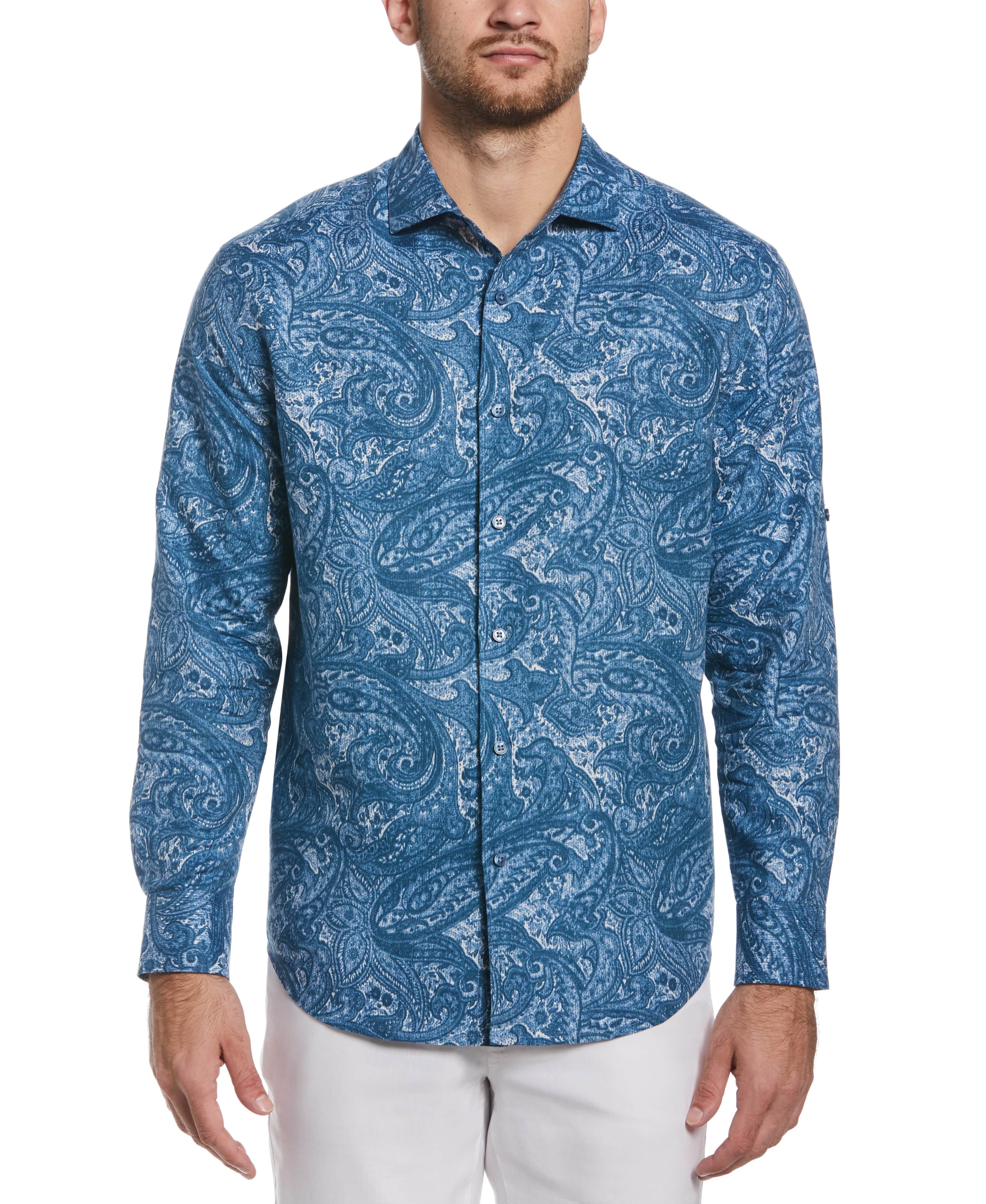 Linen Blend Paisley Print Shirt