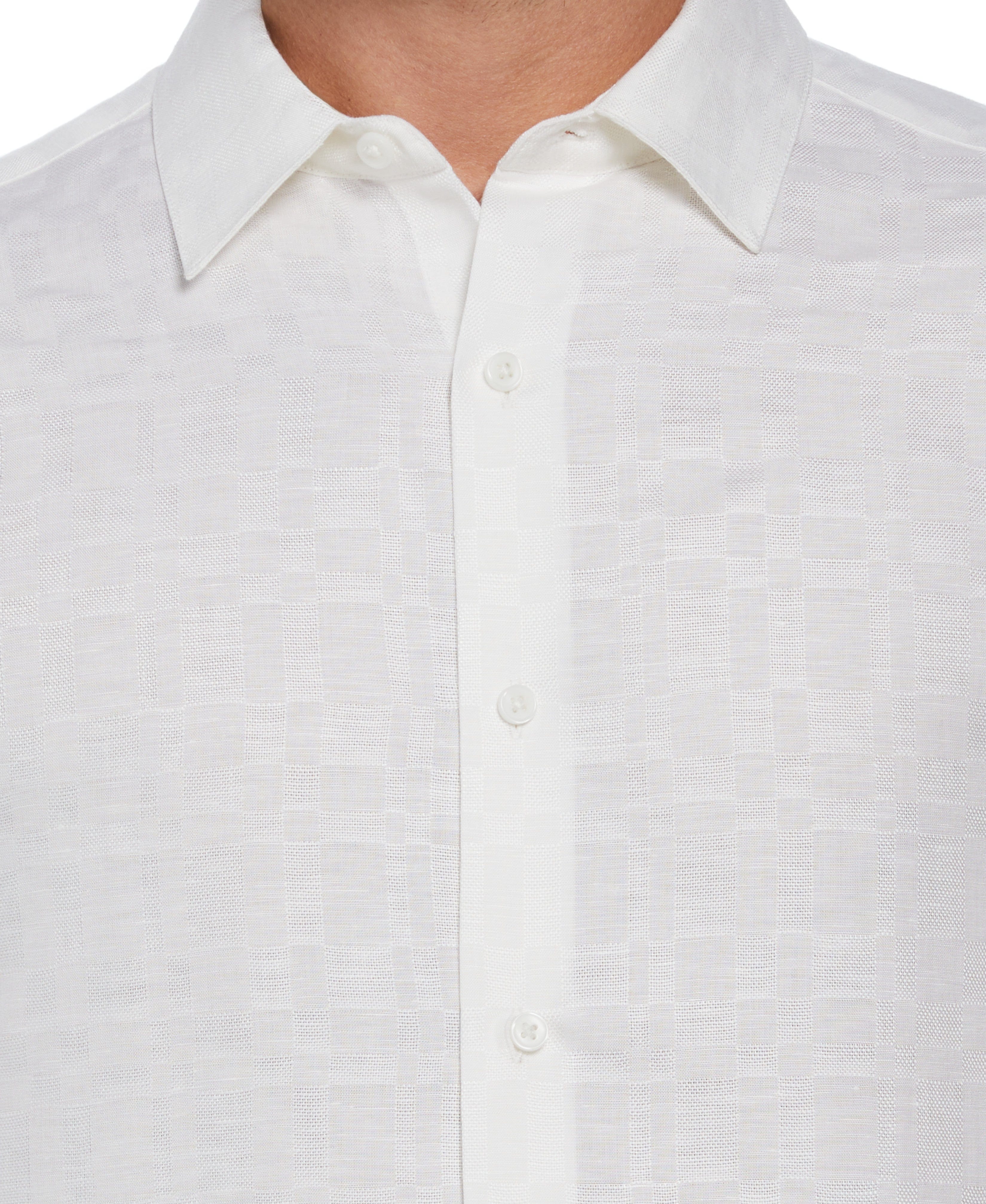 Linen Blend Plaid Dobby Shirt
