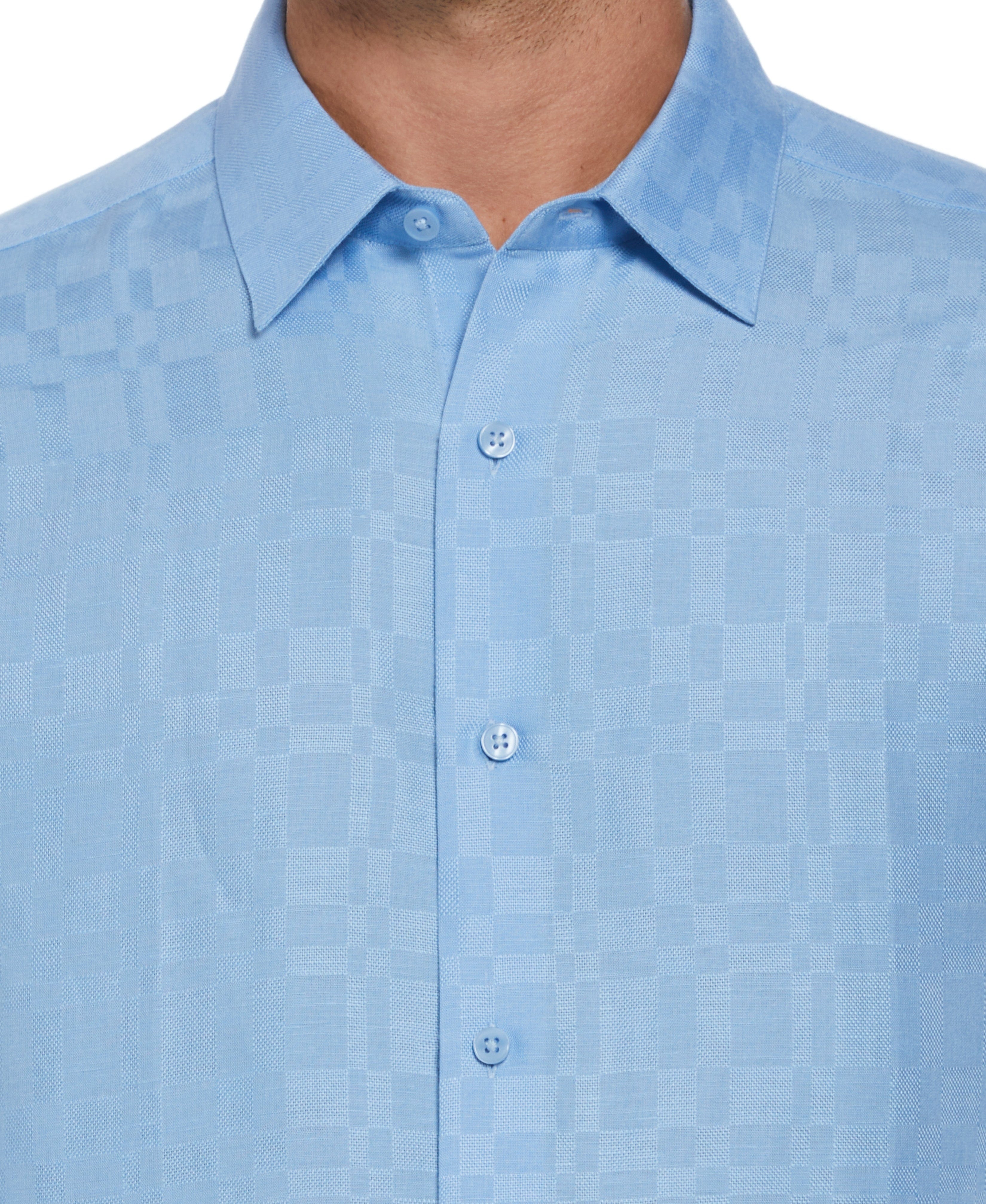 Linen Blend Plaid Dobby Shirt