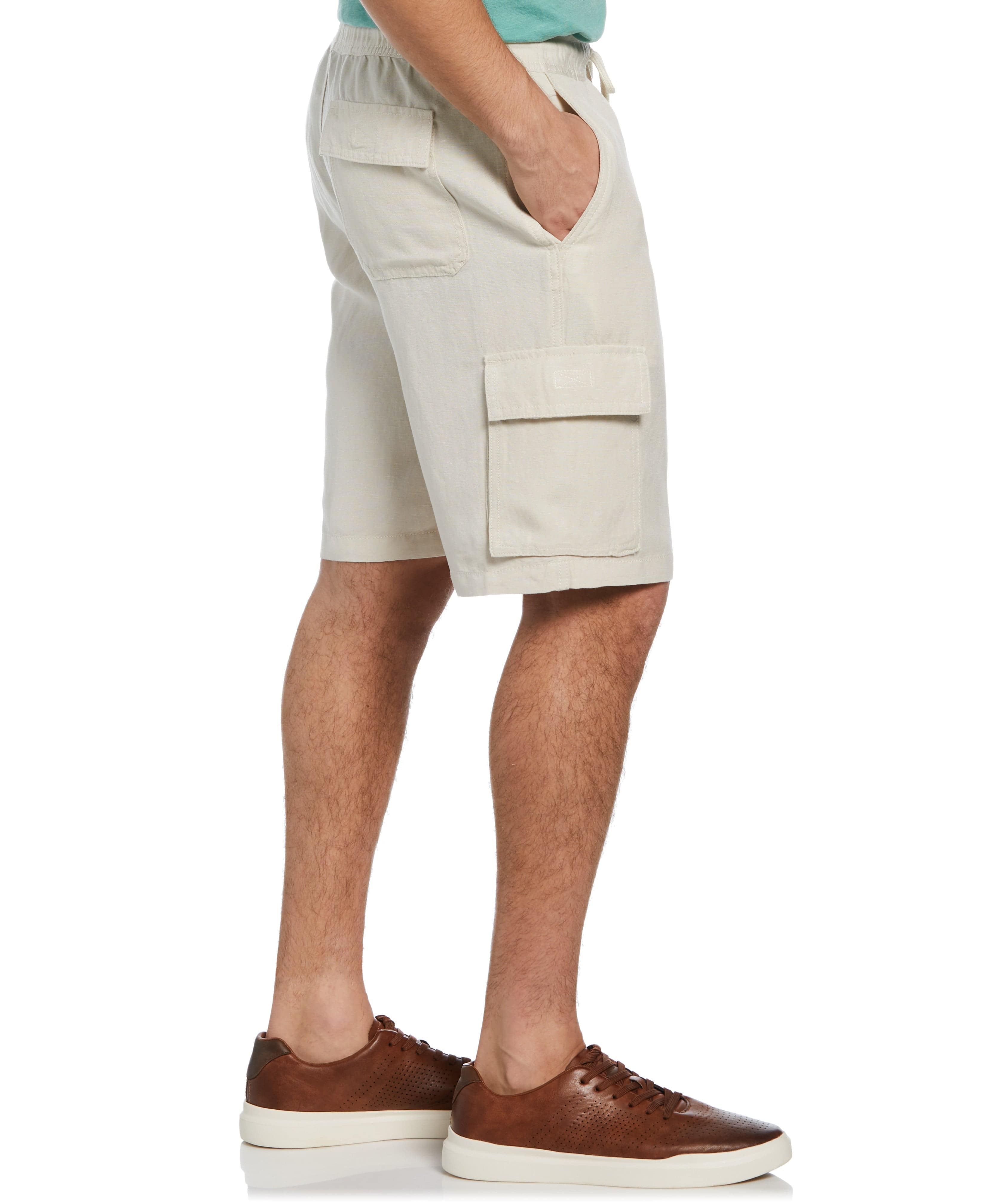 Linen Blend Pull-On Cargo Shorts