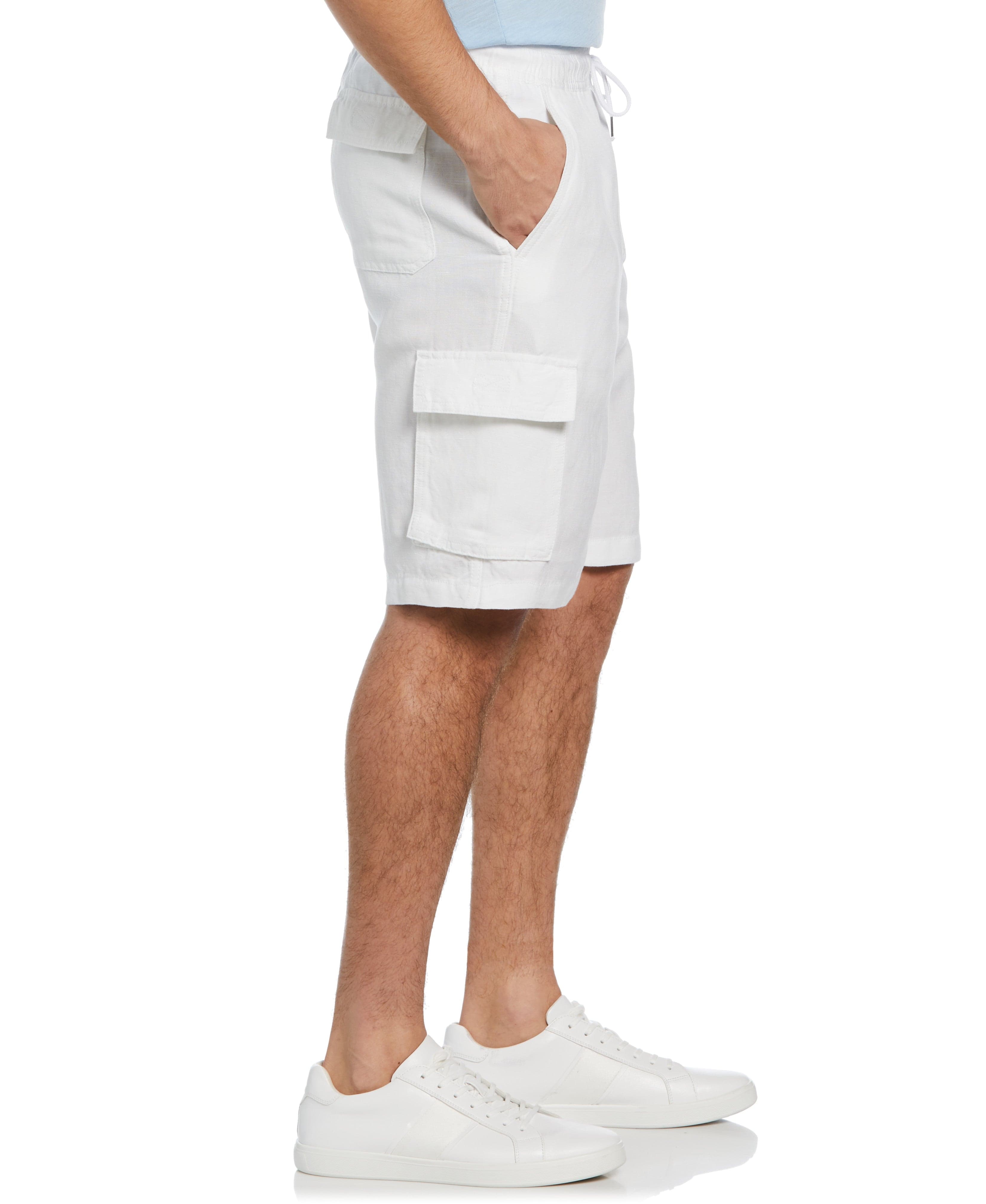 Linen Blend Pull-On Cargo Shorts