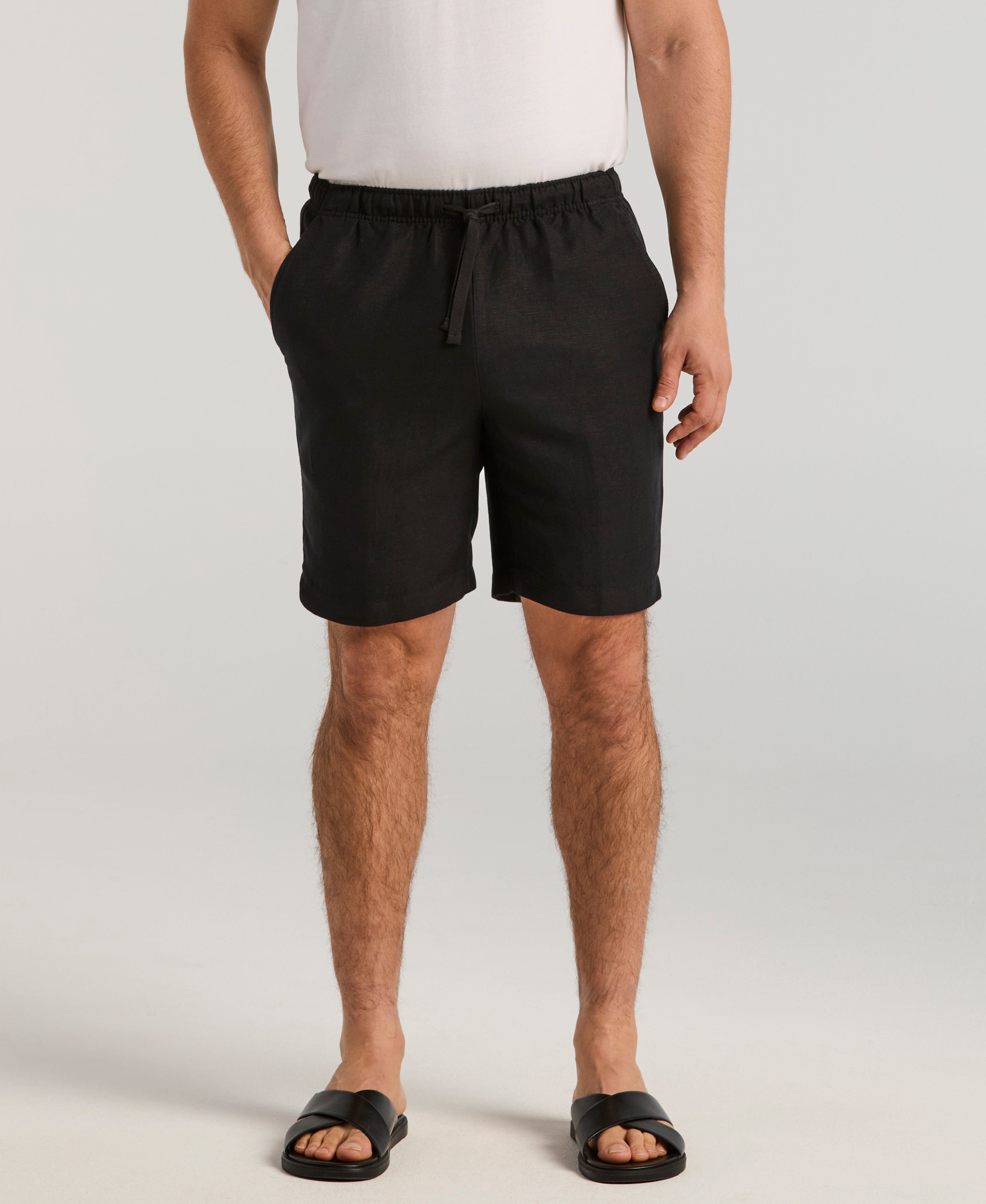 Linen-Blend Pull On Drawstring Shorts
