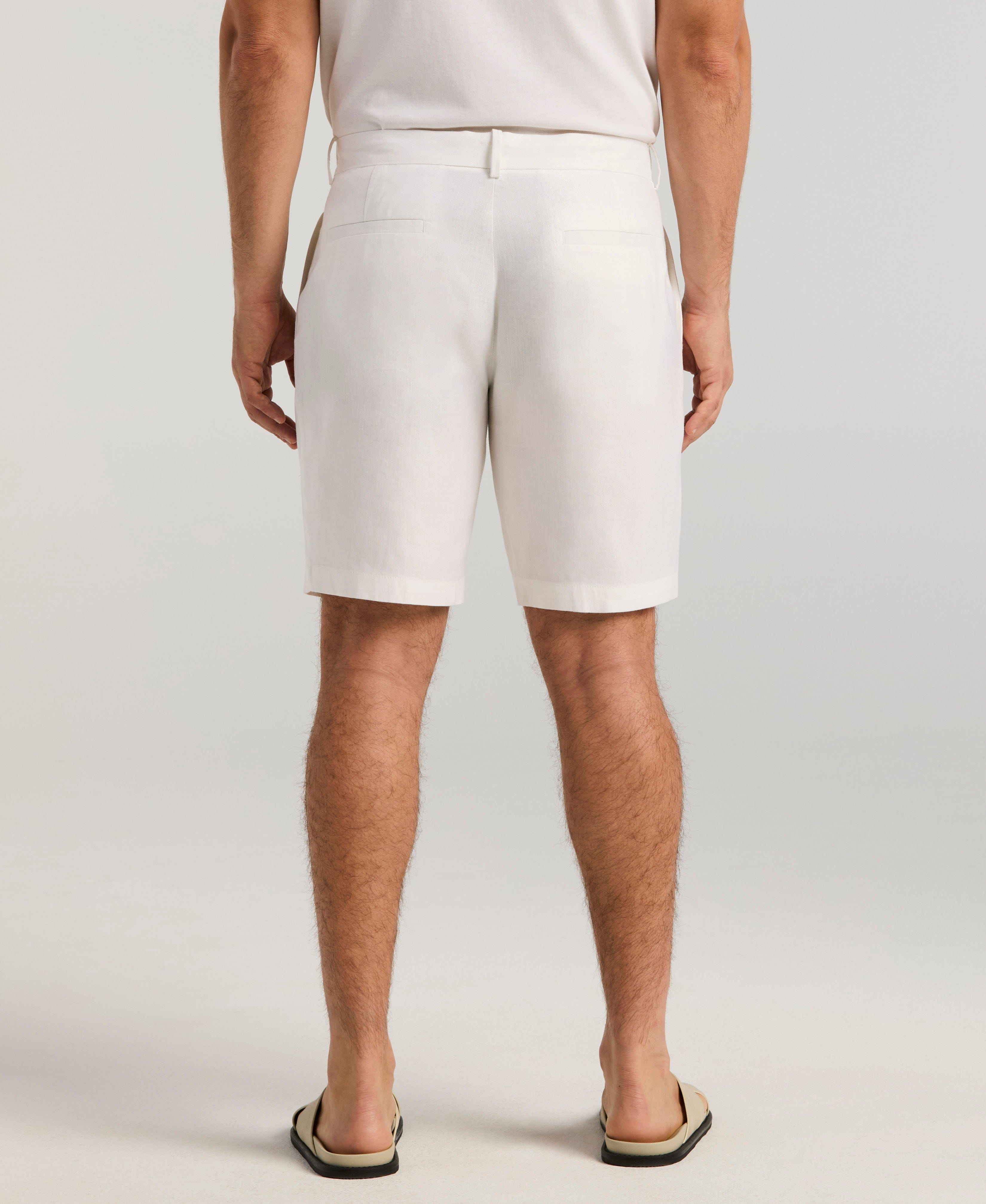 Linen-Blend Stretch Flat-Front Shorts