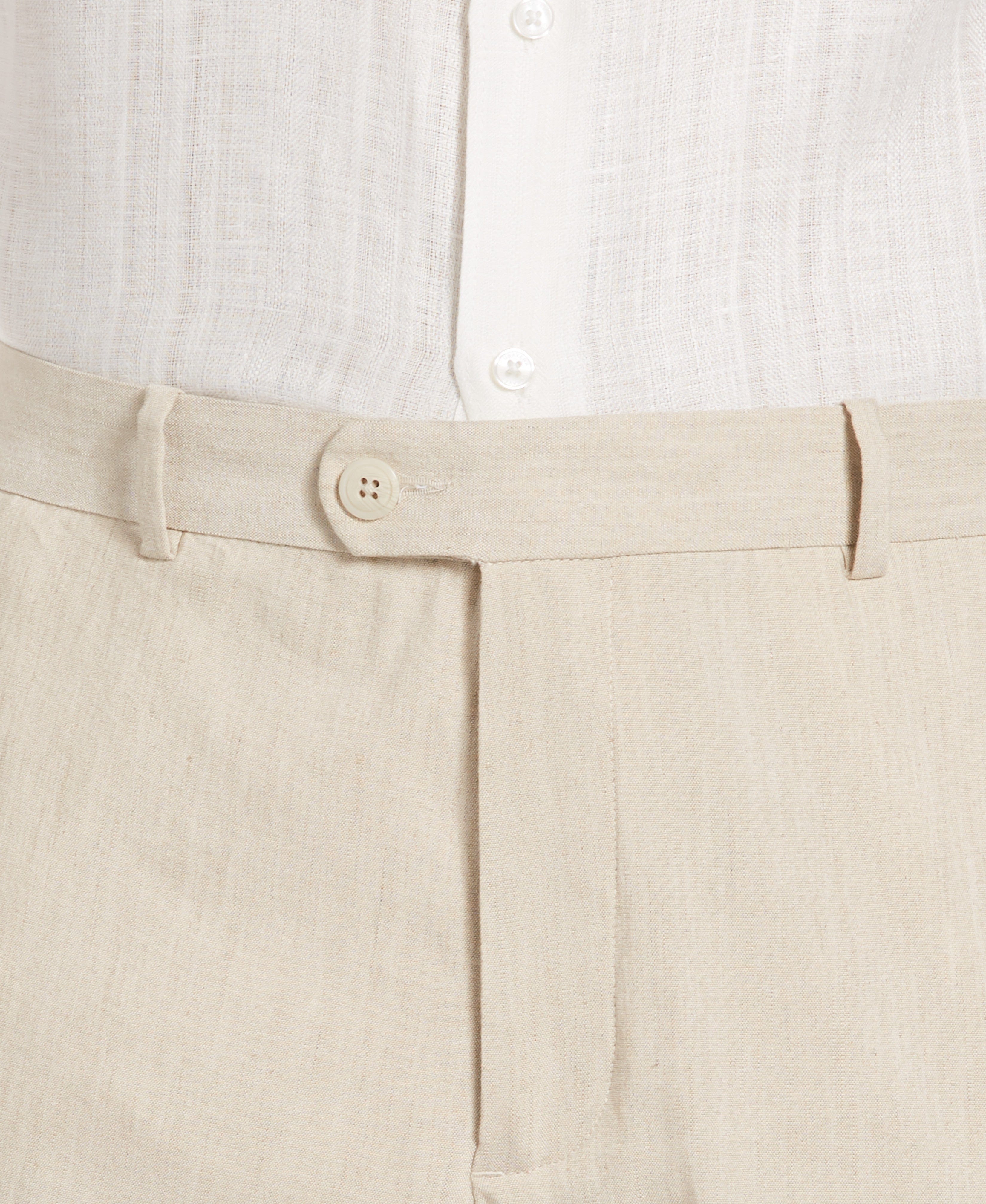 Linen-Blend Stretch Flat-Front Shorts