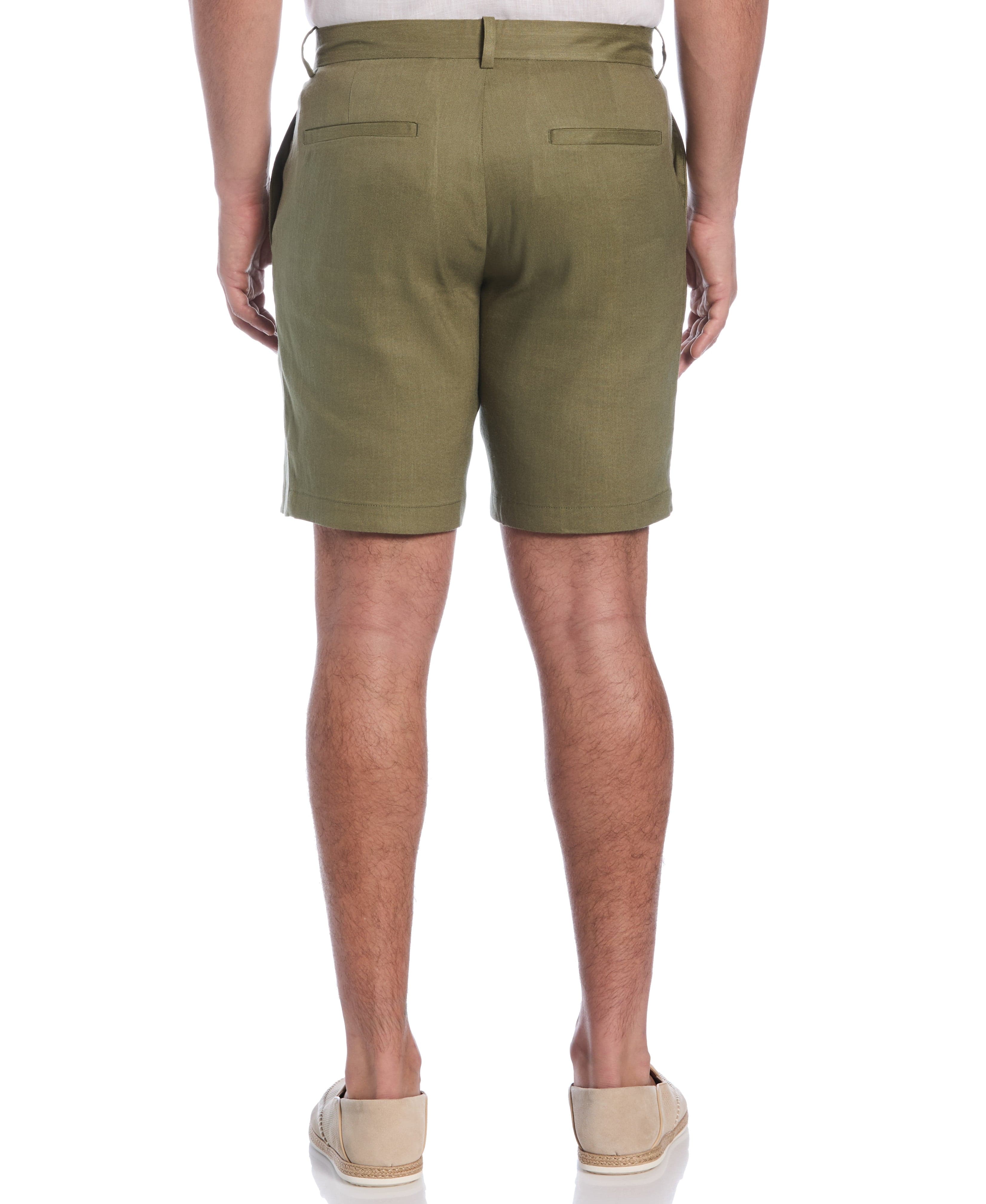 Linen-Blend Stretch Flat-Front Shorts