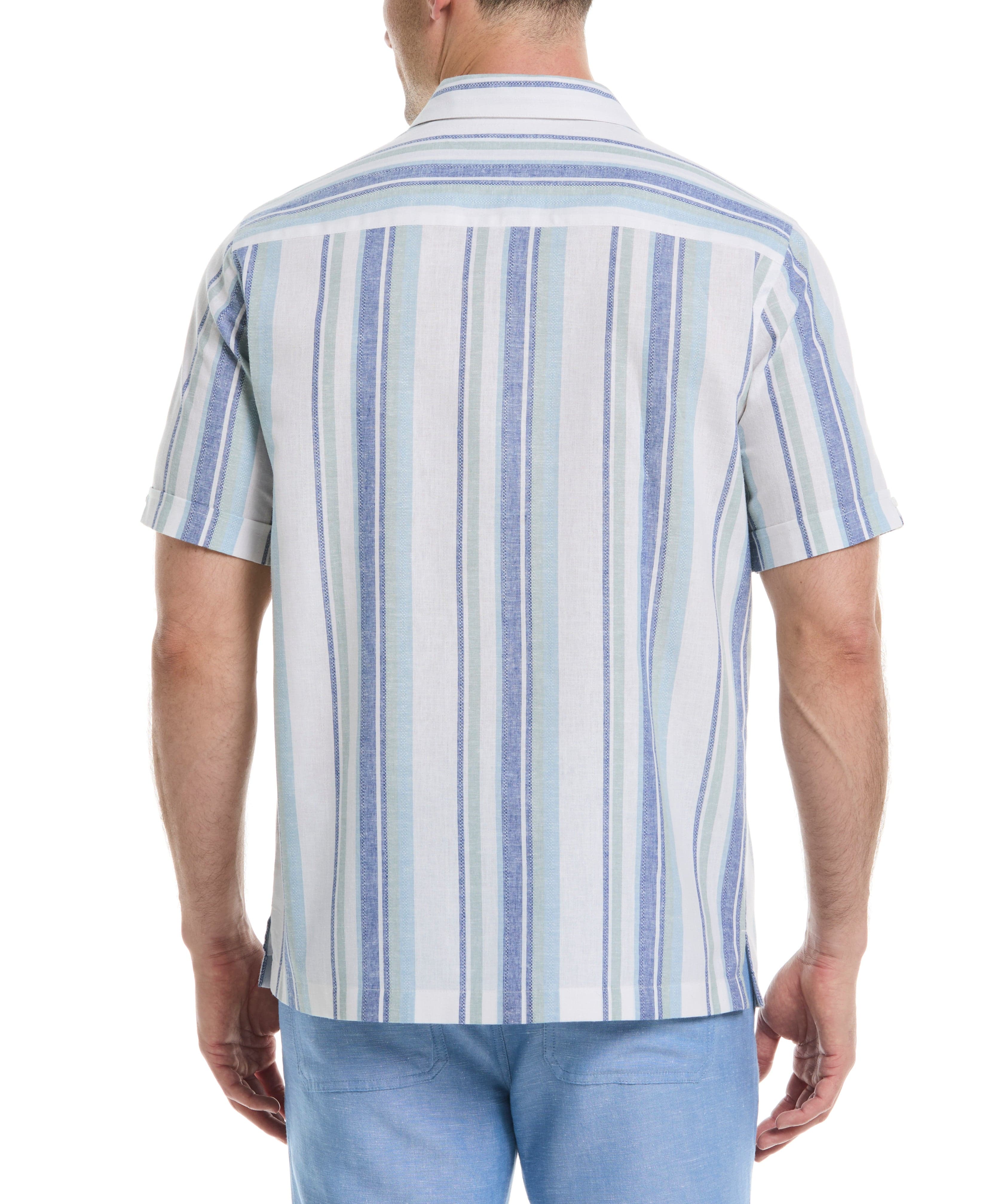 Linen Blend Striped Panel Shirt