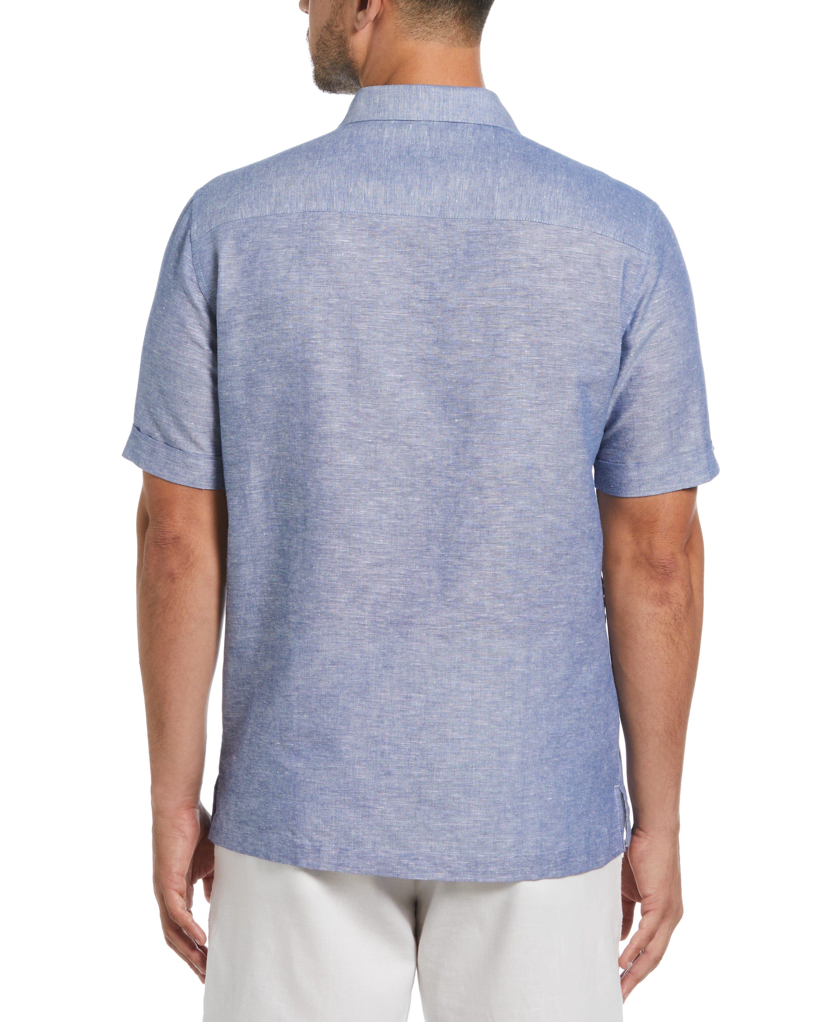 Linen Blend Textured Panel Shirt