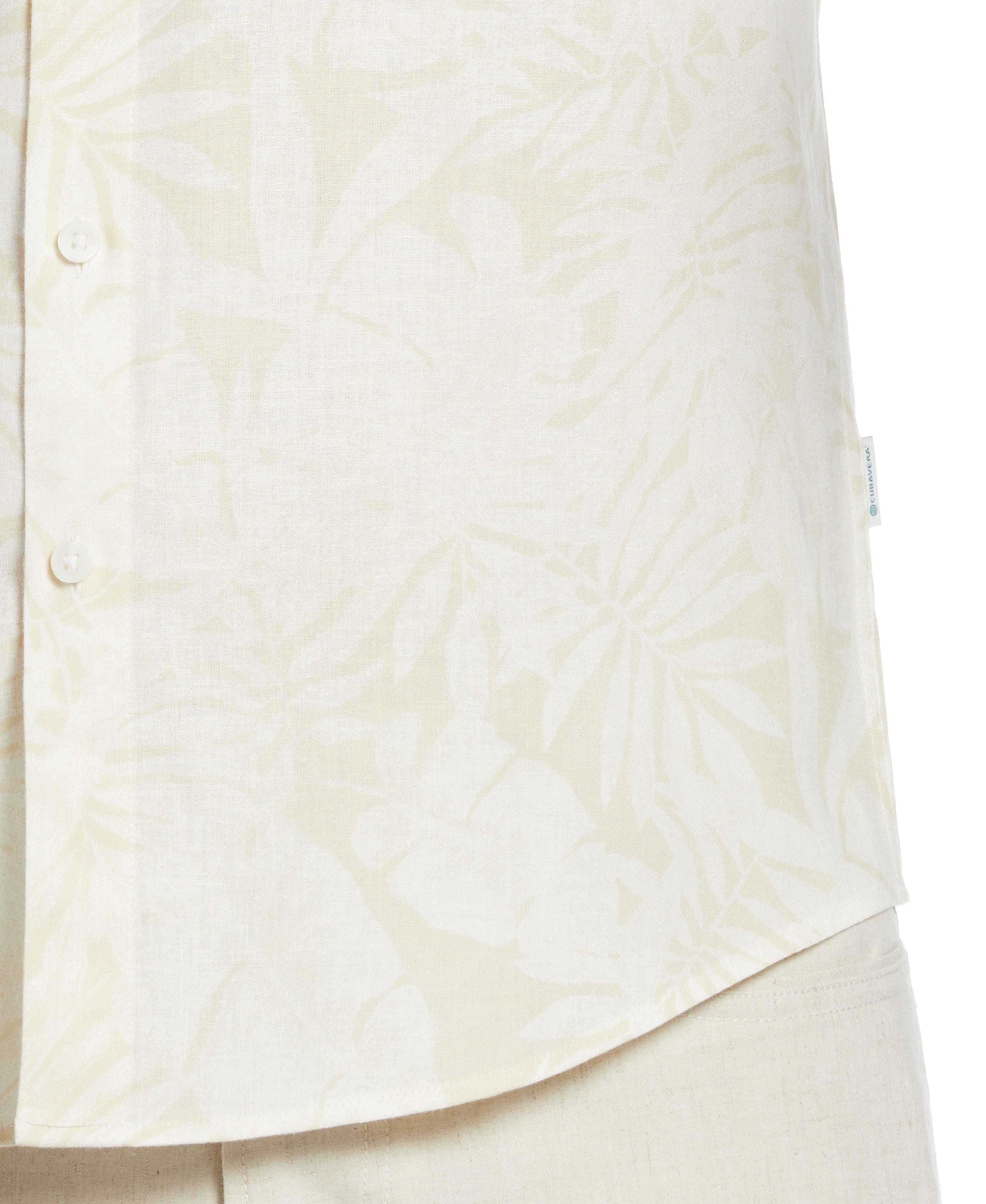 Linen Blend Tonal Multi Leaf Print Shirt