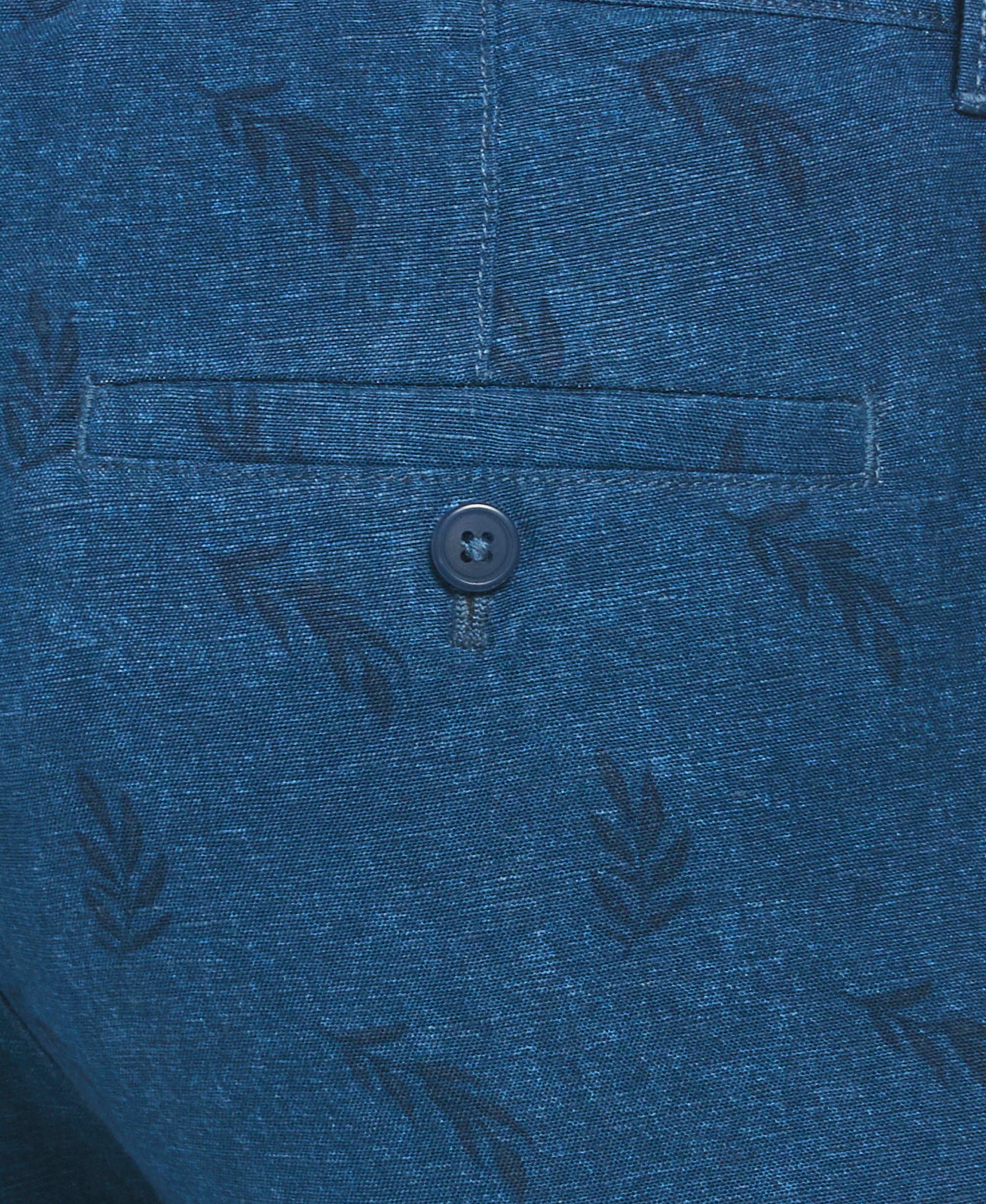 Linen Blend Tropical Leaf Print Short