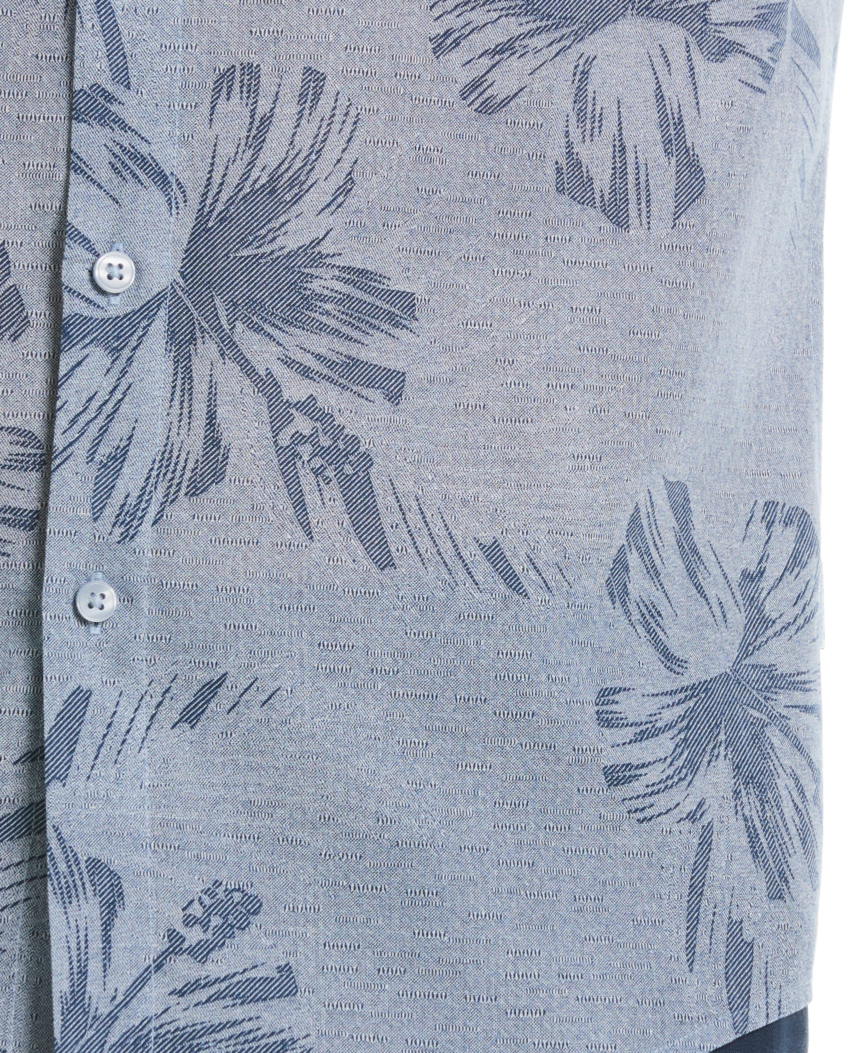 Linen Blend Tropical Tonal Print Shirt