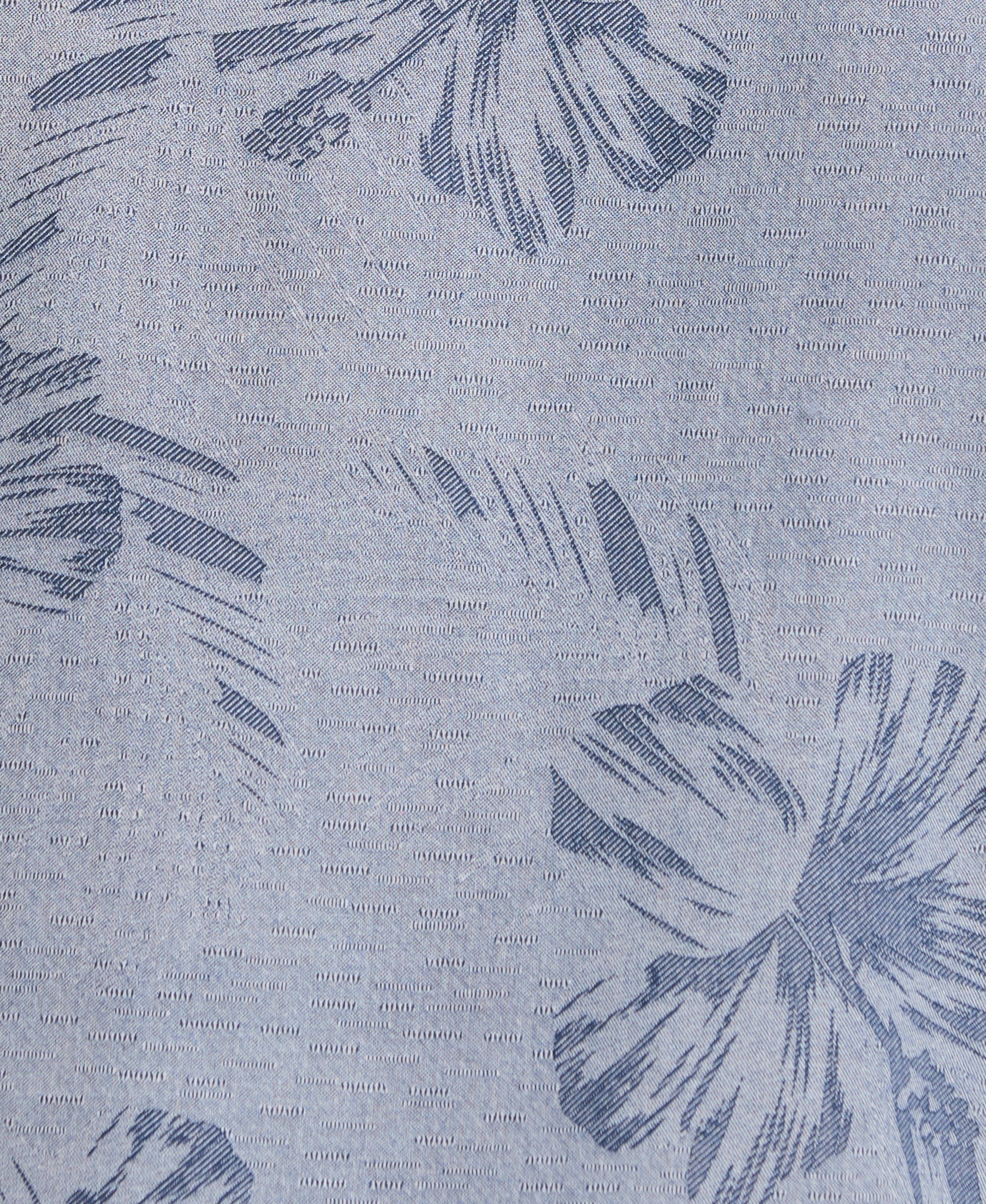 Linen Blend Tropical Tonal Print Shirt