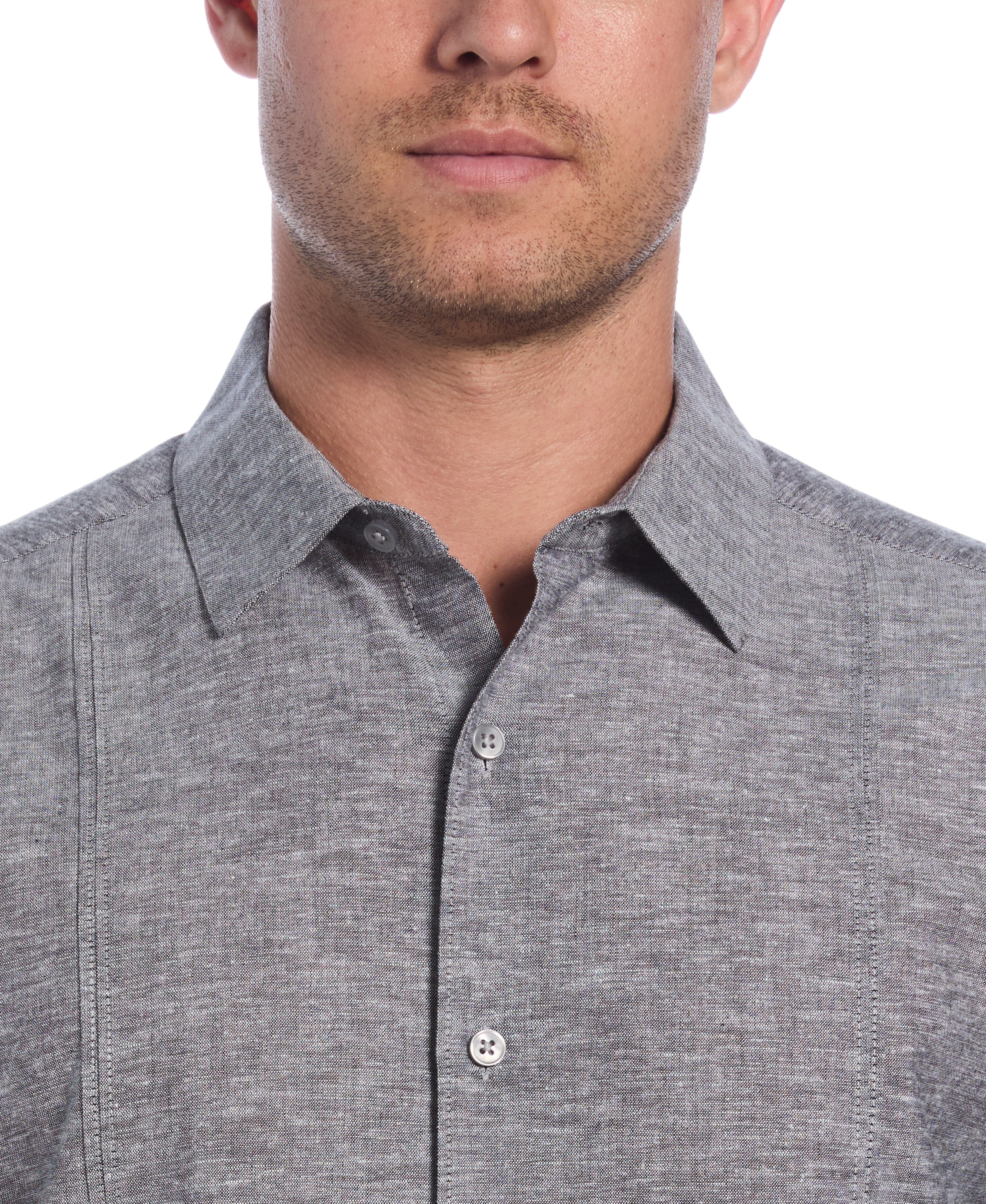 Linen Blend Tuck Panel Shirt
