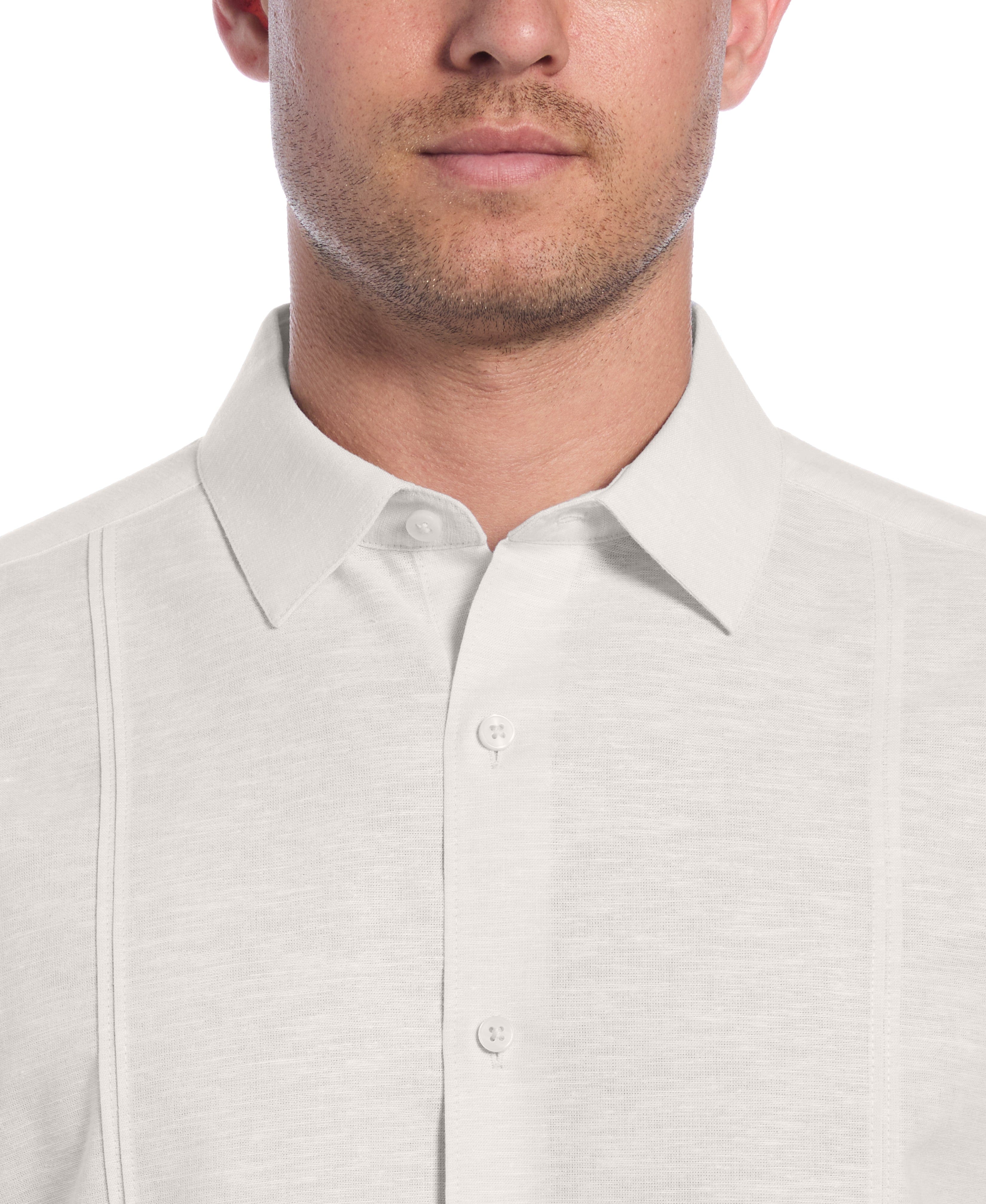 Linen Blend Tuck Panel Shirt