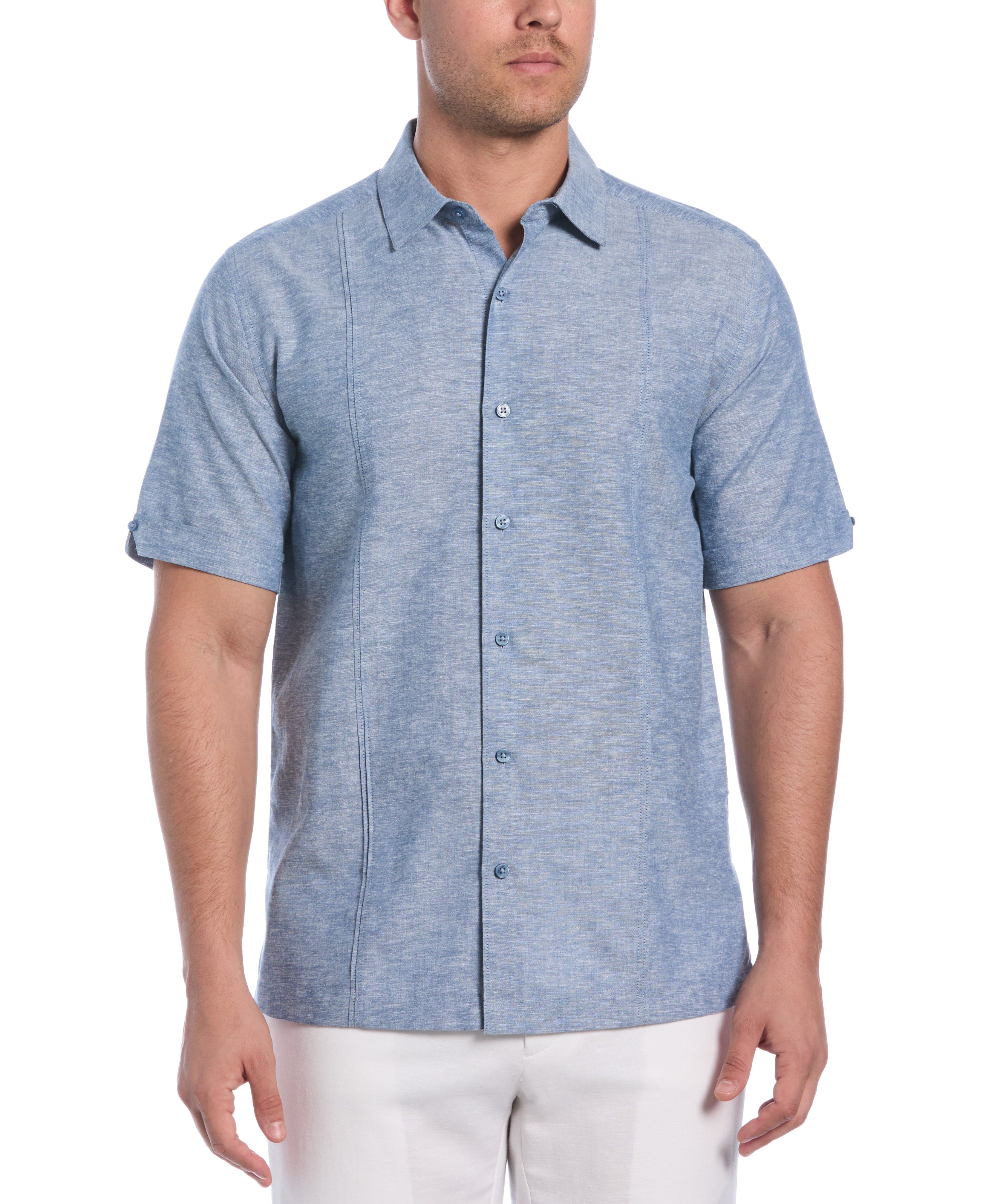 Linen Blend Tuck Panel Shirt