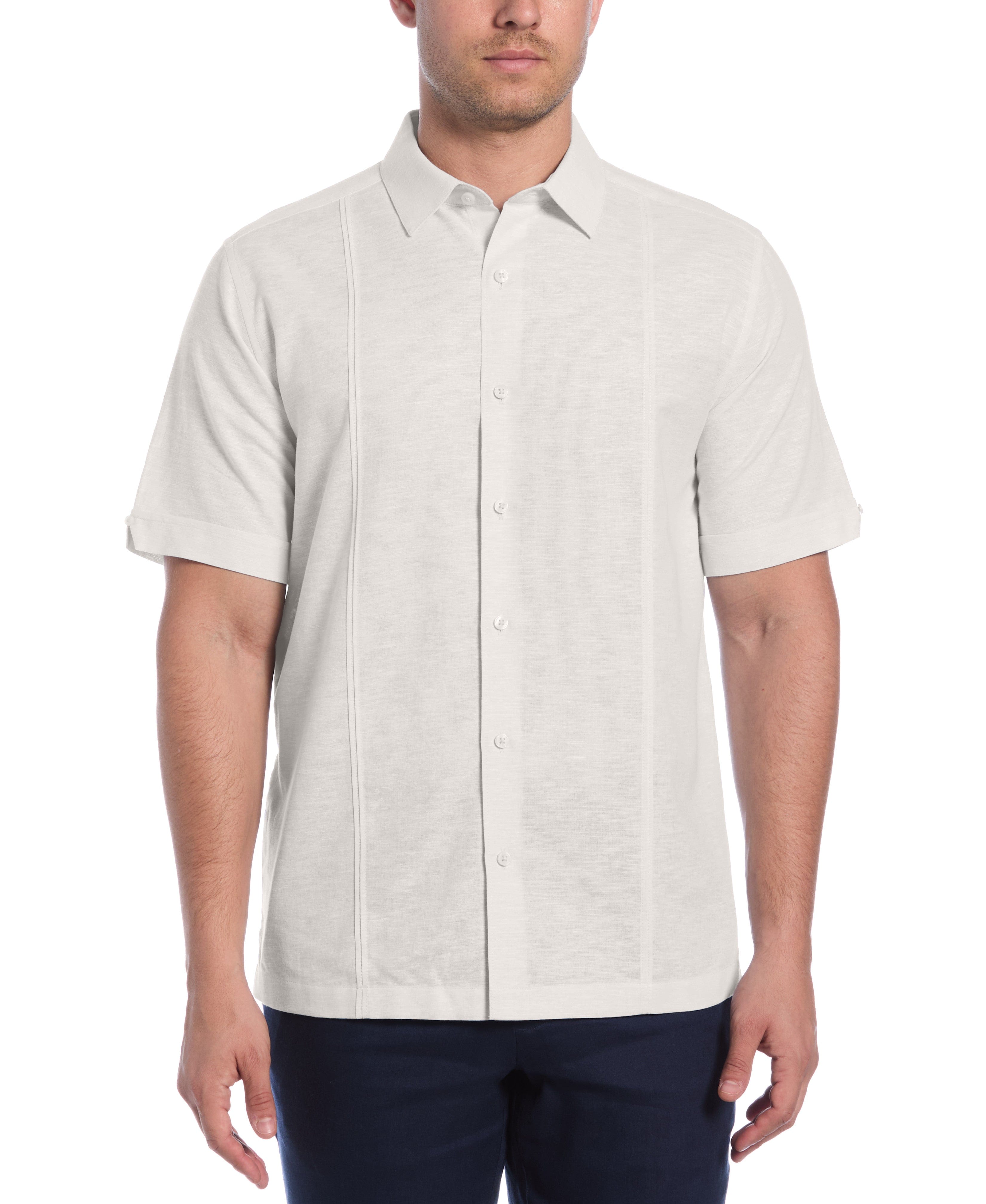 Linen Blend Tuck Panel Shirt