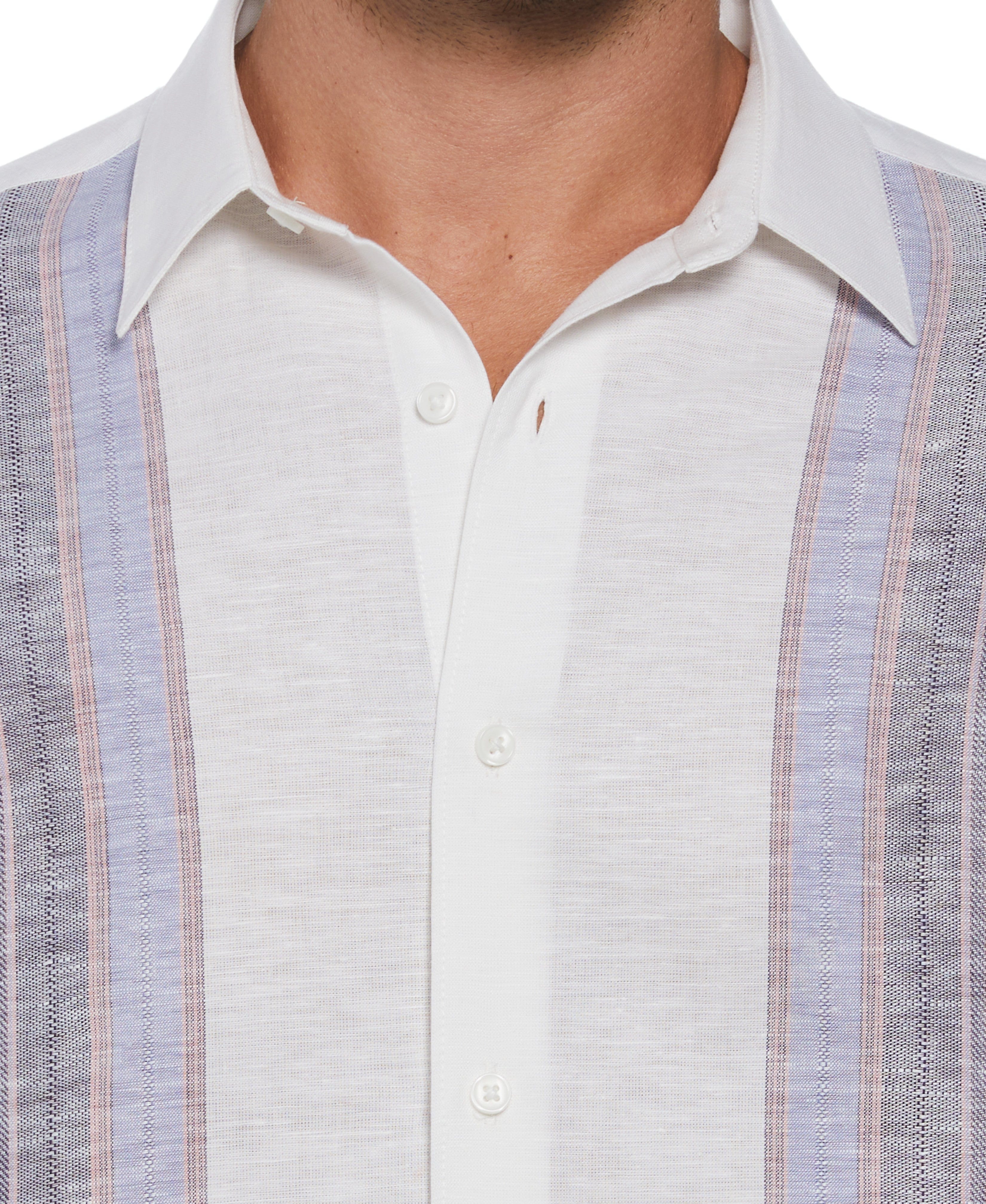 Linen Blend Yarn Dye Panel Shirt