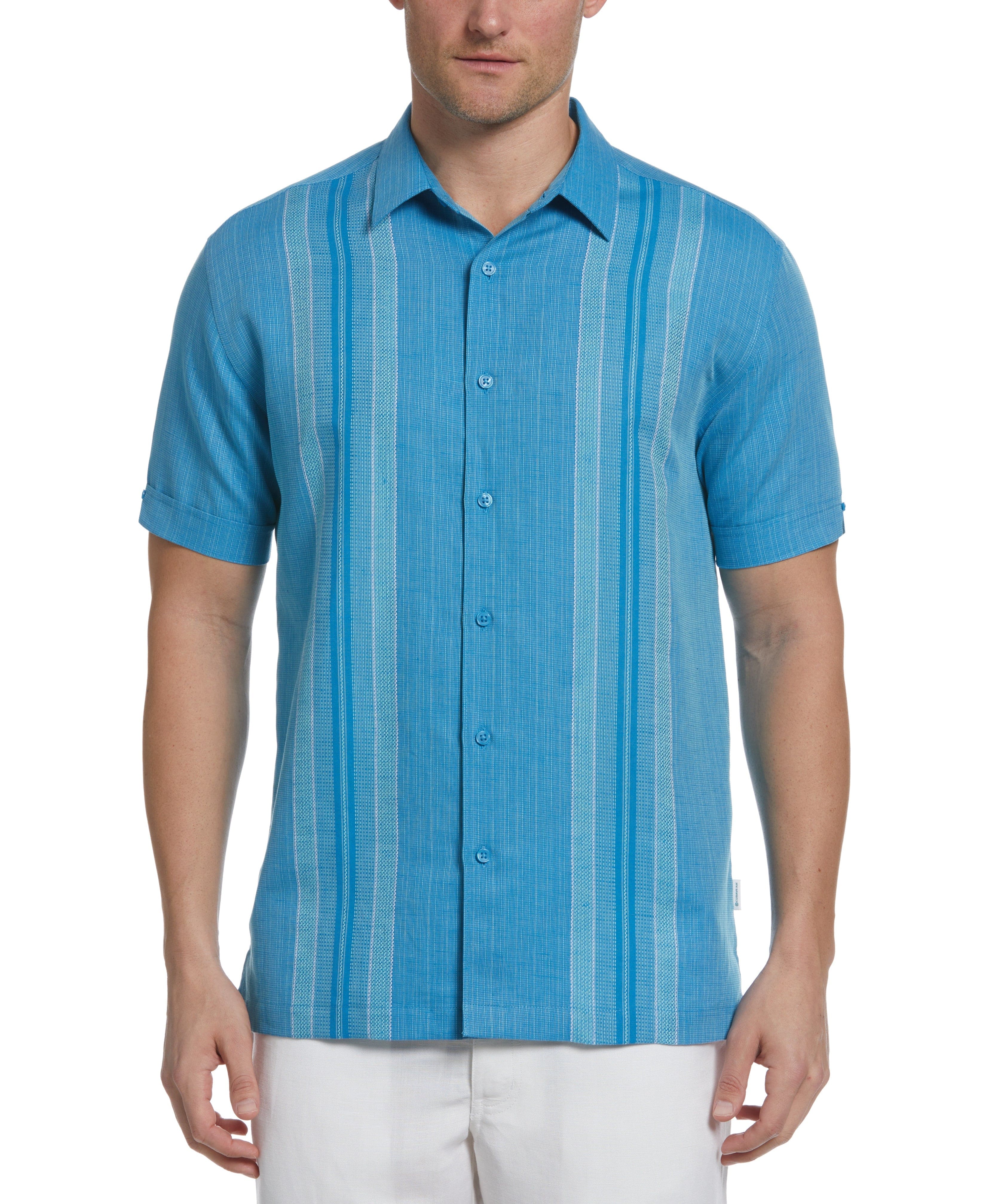 Linen Blend Yarn Dye Panel Shirt