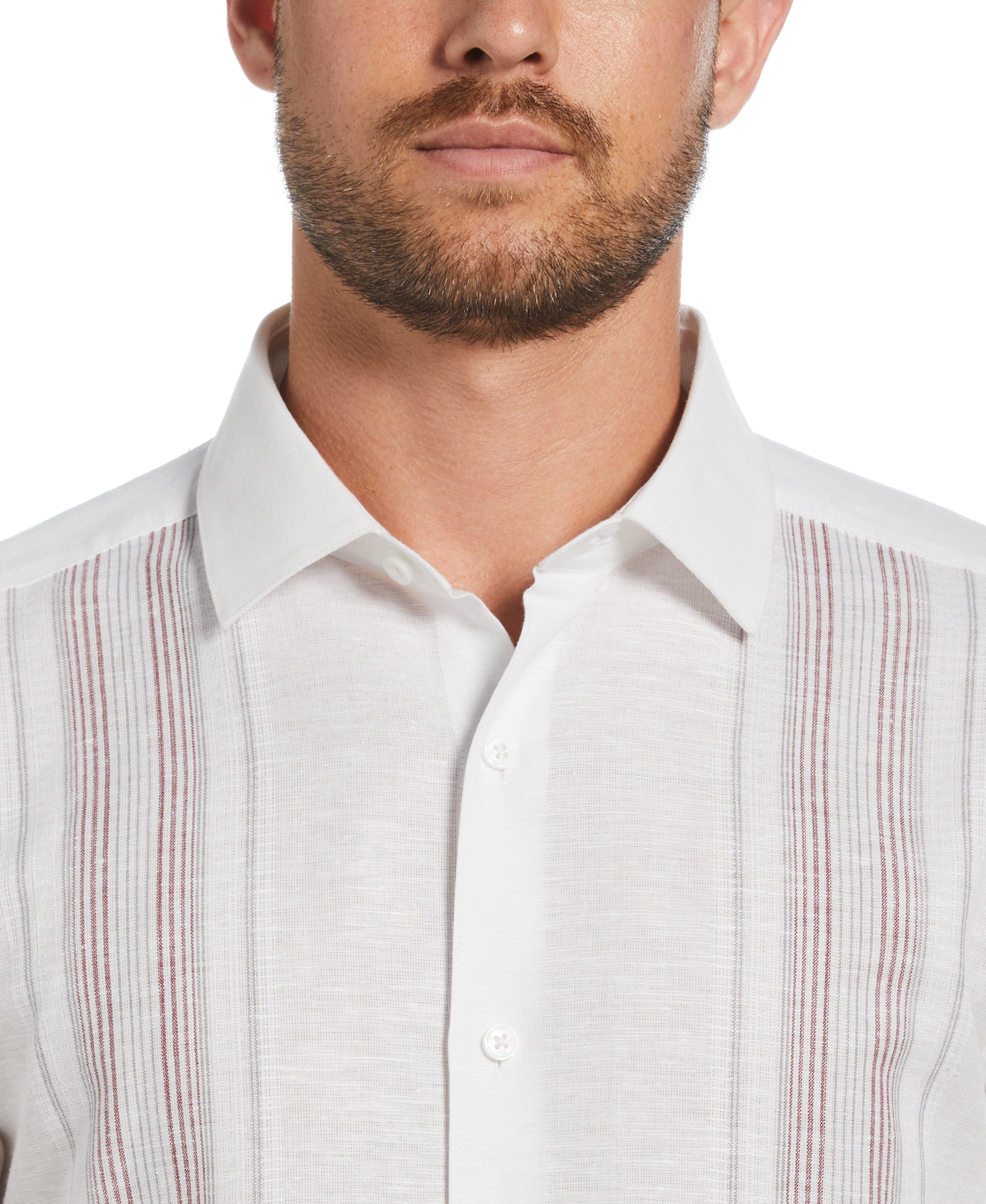 Linen Blend Yarn Dyed Panel Shirt