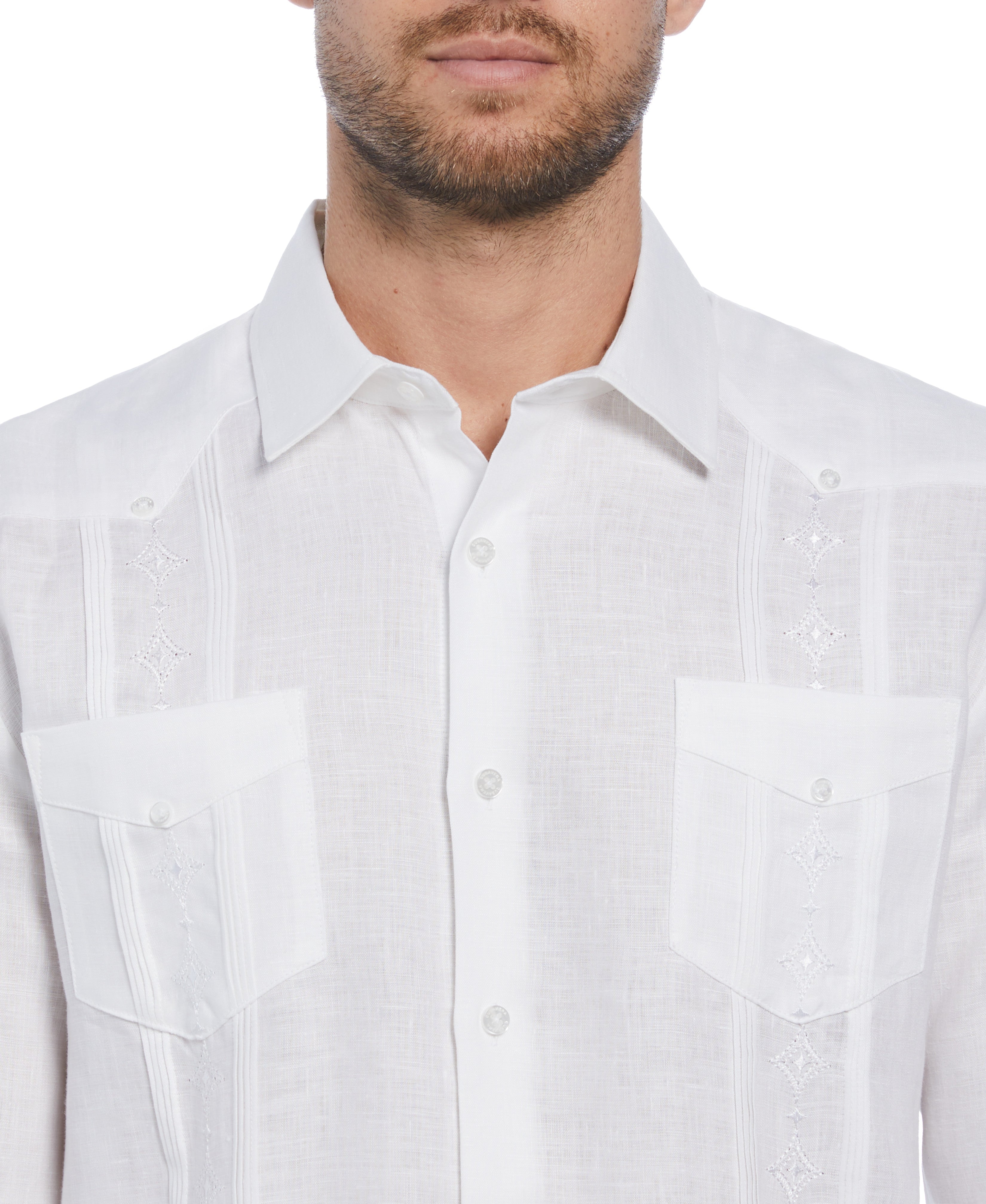 Linen Embroidered French Cuff Guayabera Shirt