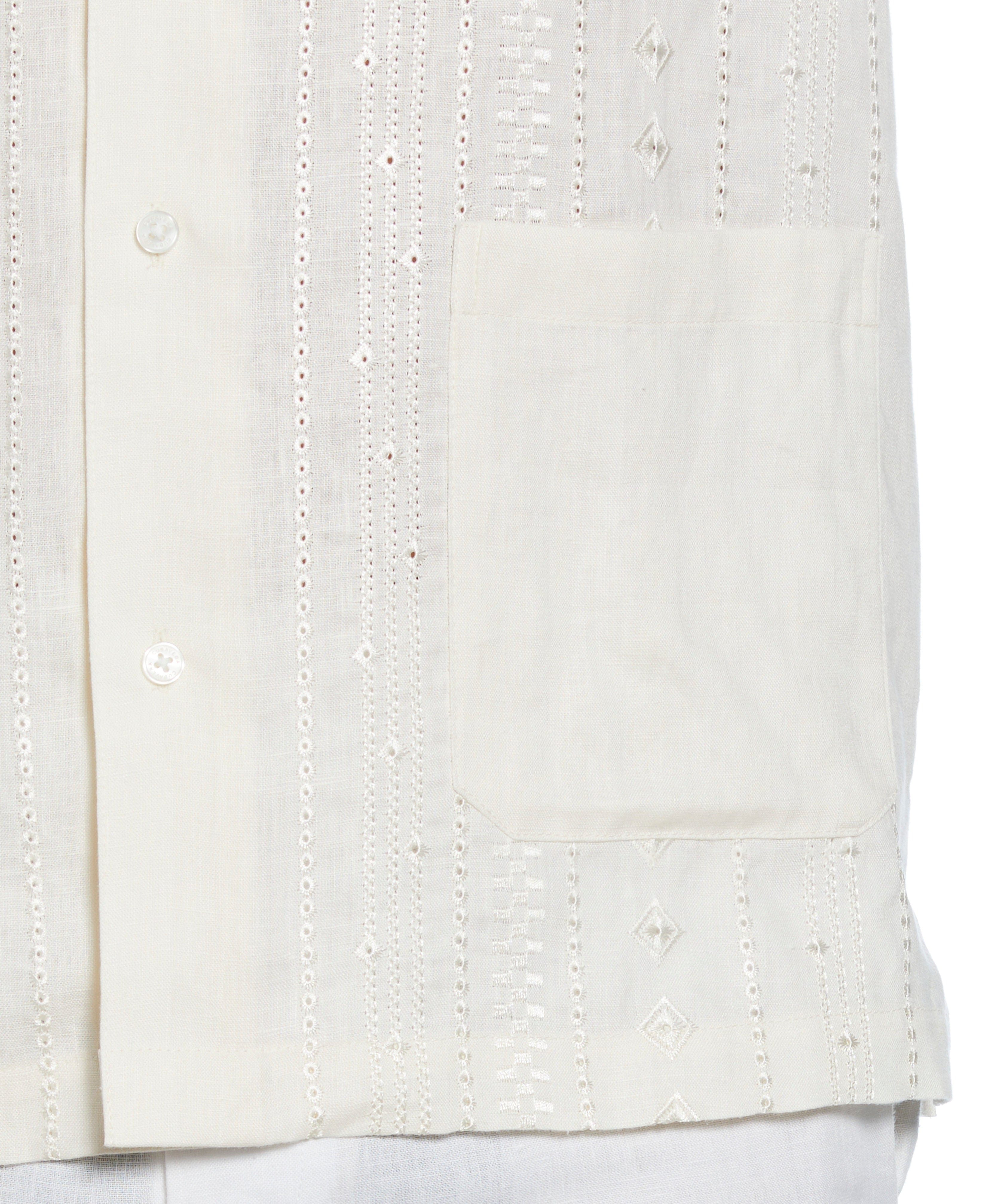 Linen Eyelet Panel Guayabera Shirt