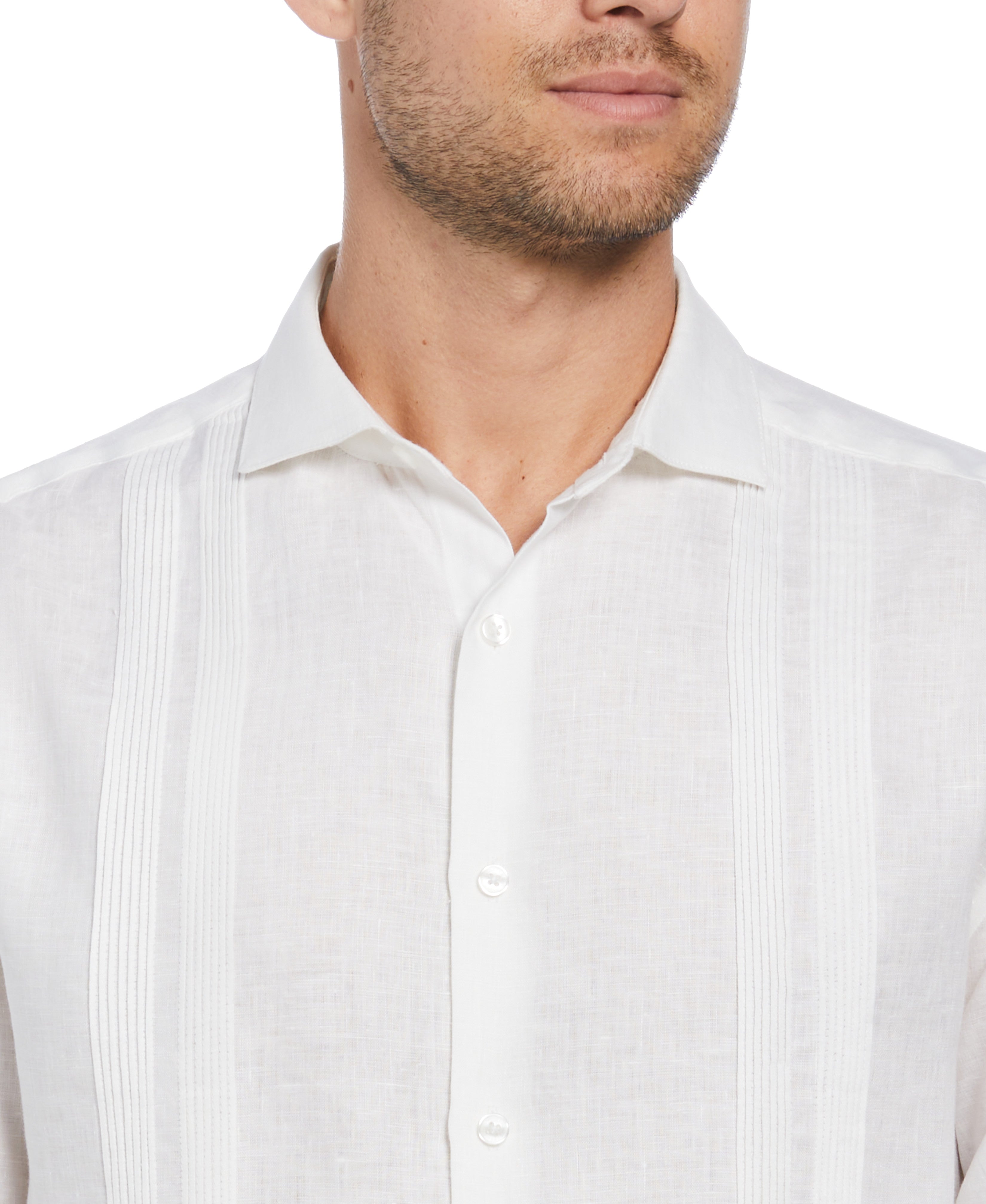 Linen Multi Pintuck Guayabera Shirt