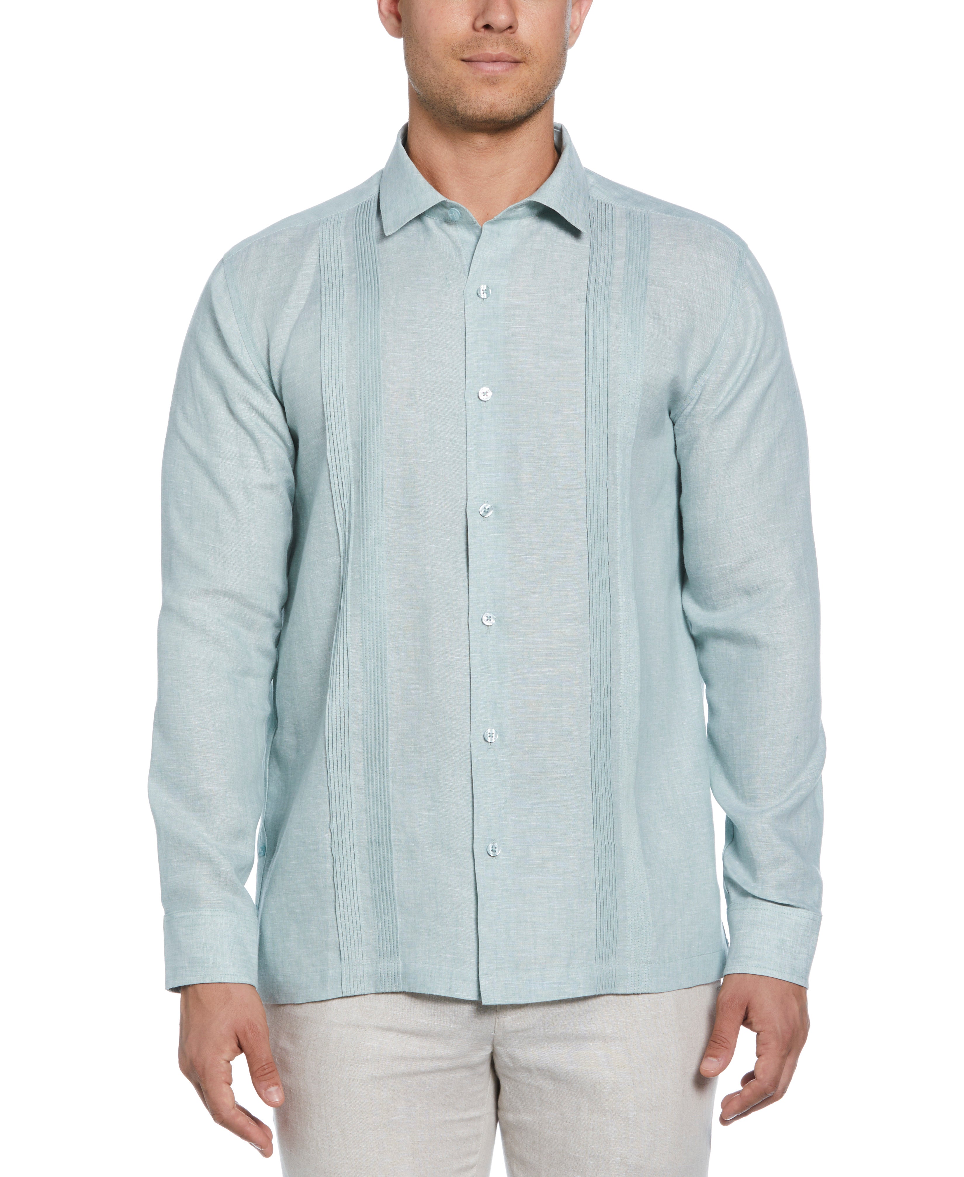 Linen Multi-Tuck Guayabera Shirt