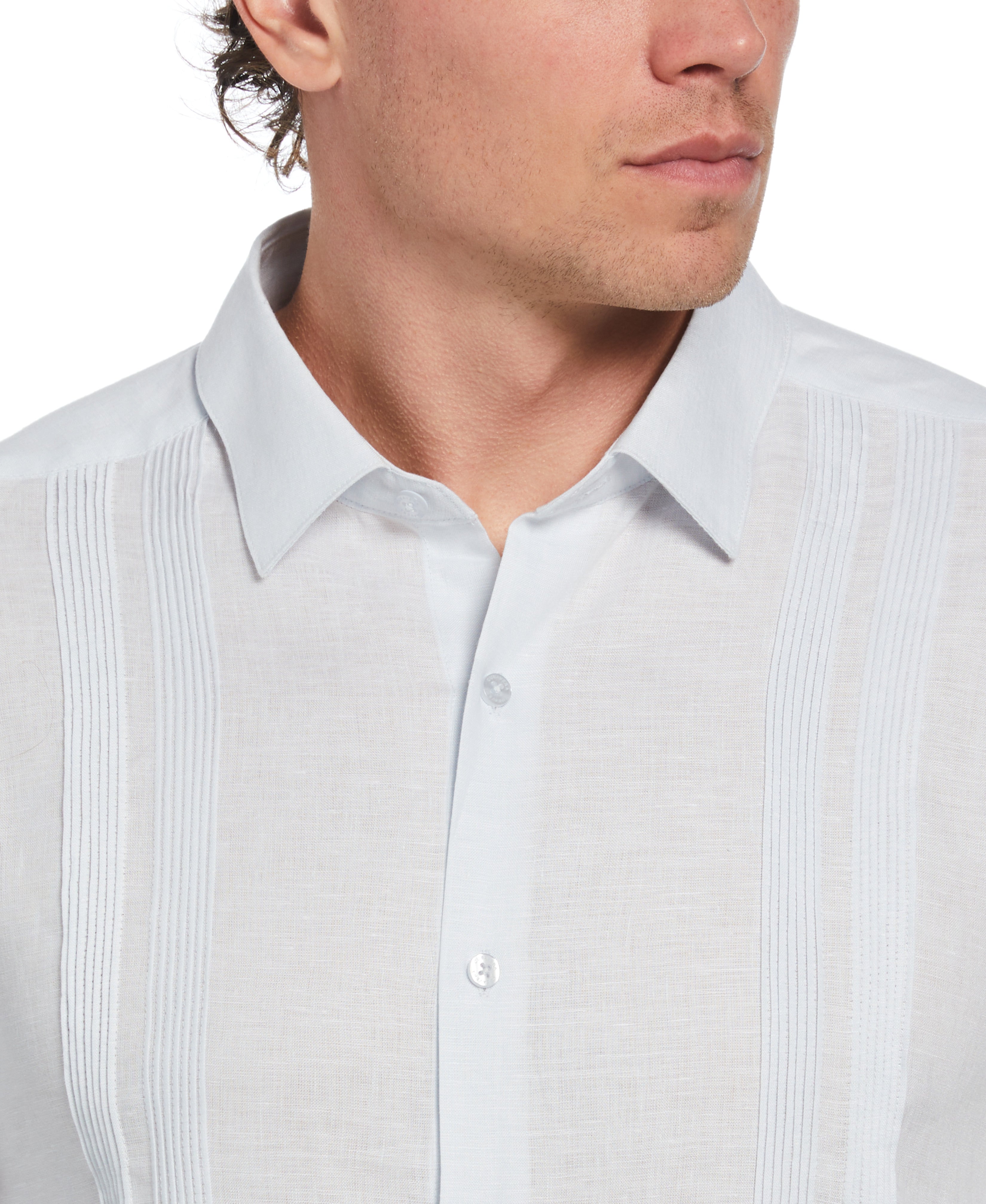 Linen Multi-Tuck Guayabera Shirt