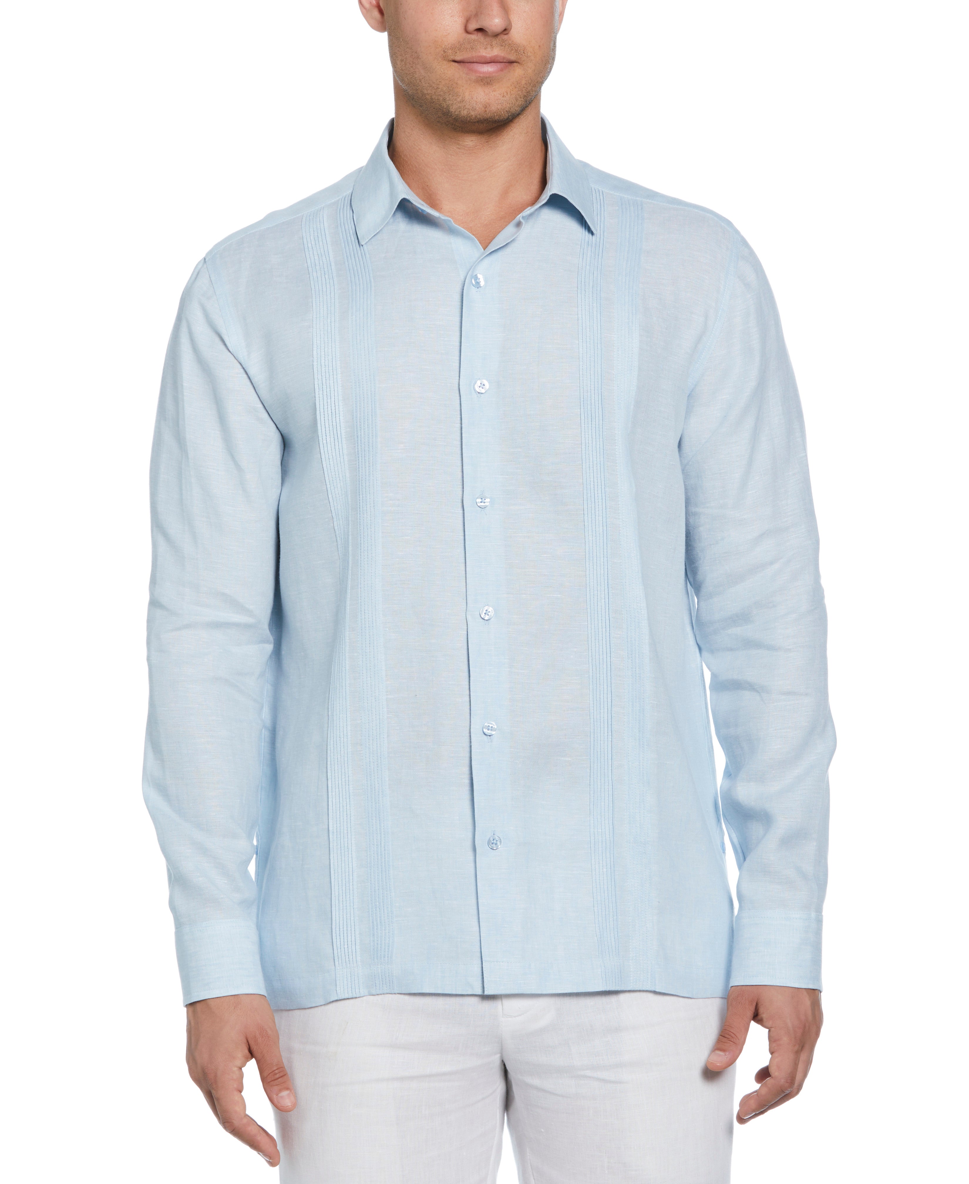 Linen Multi-Tuck Guayabera Shirt