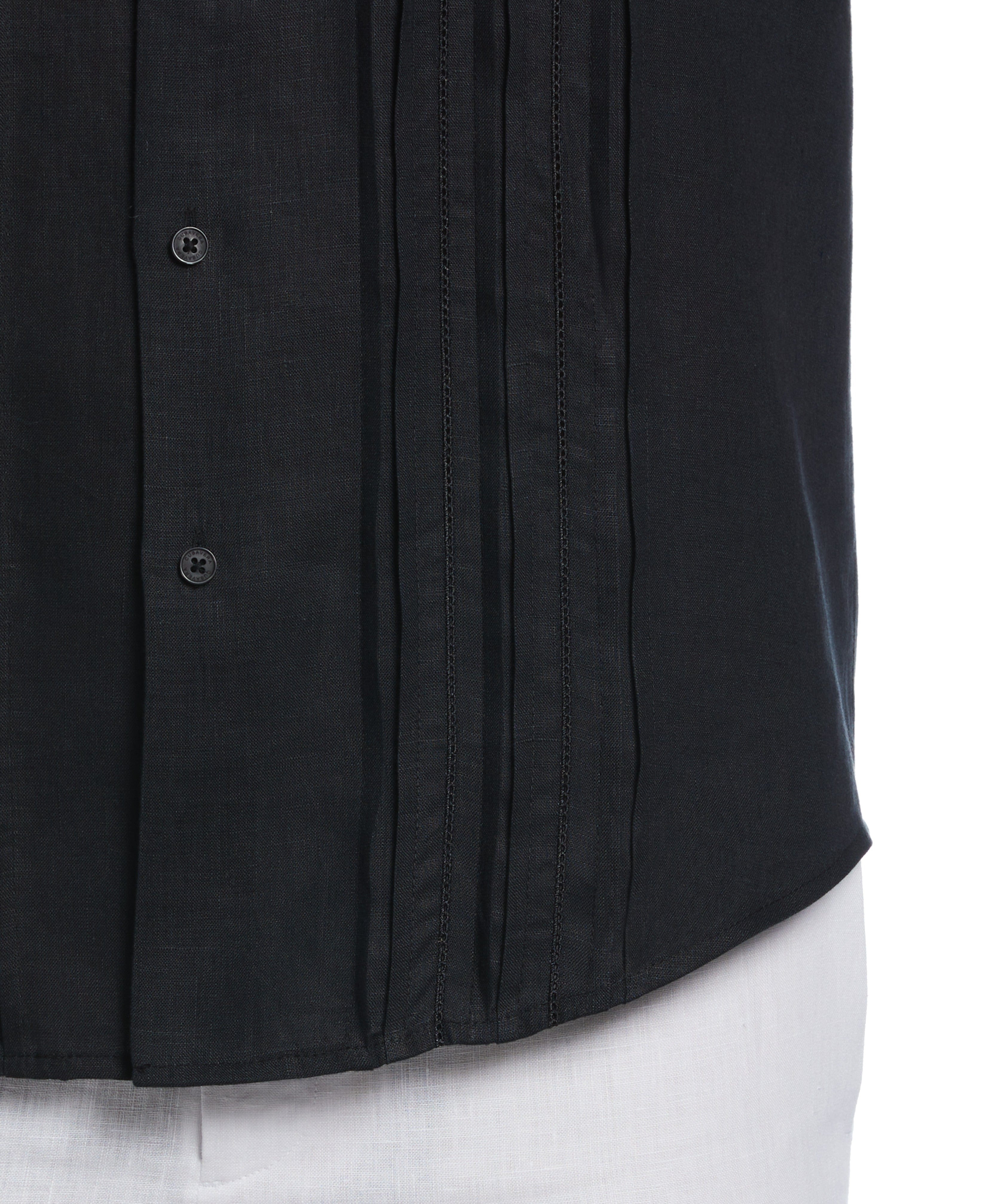 Linen Triple Tuck Embroidered Panel Shirt