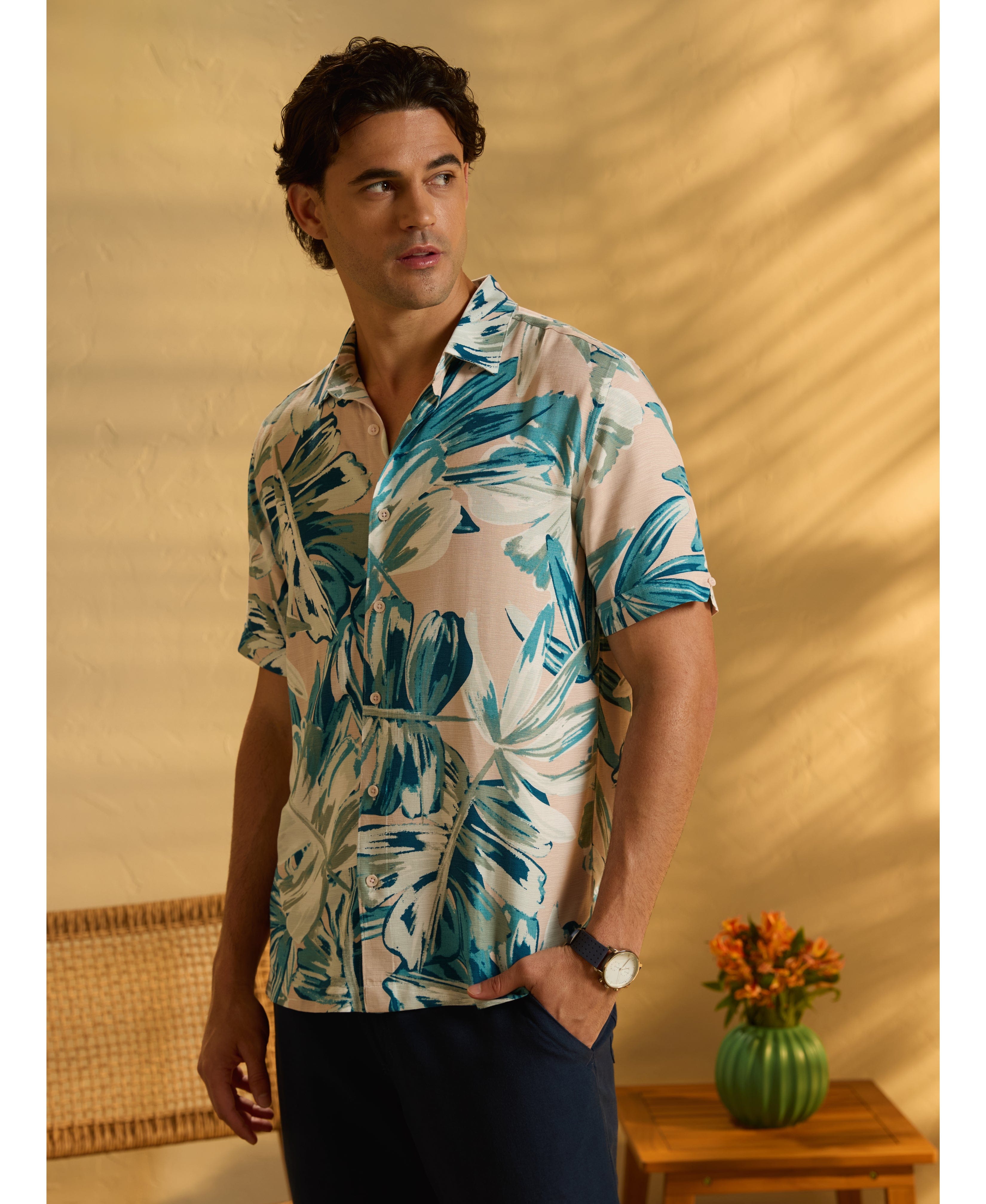 Oversized Leaf Print Shirt