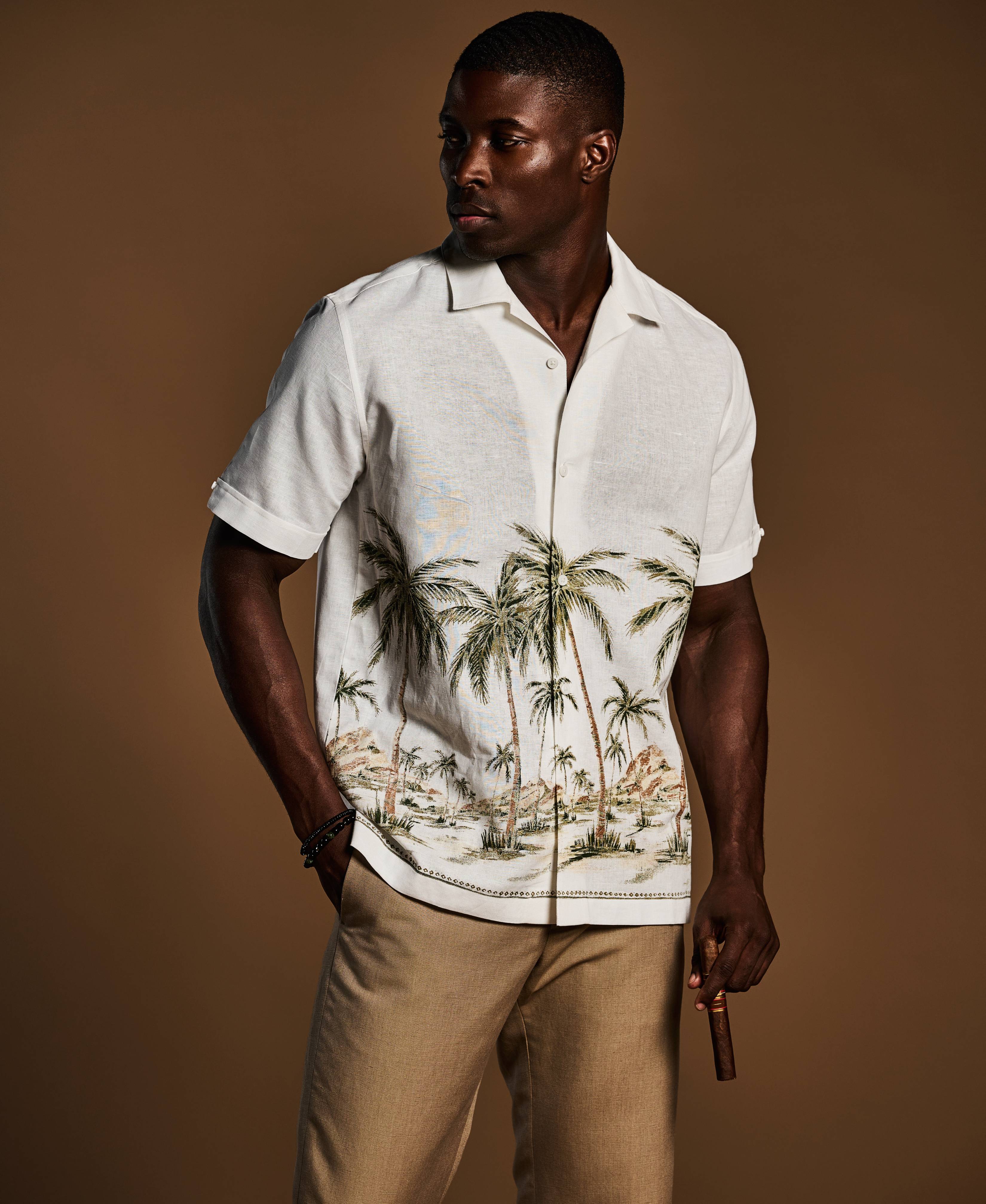 Palm Print Border Shirt