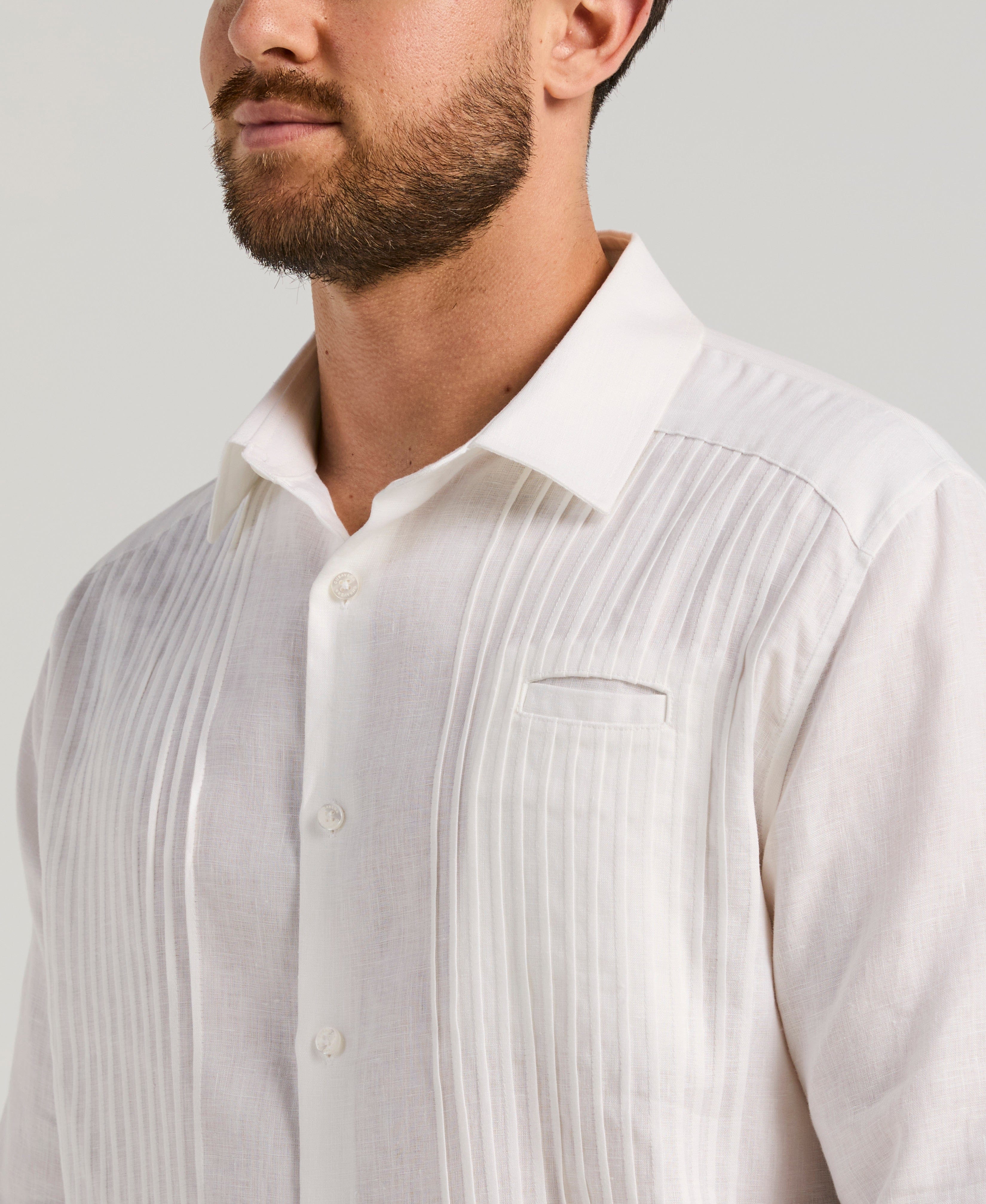 Solid Linen Presidente Guayabera Shirt