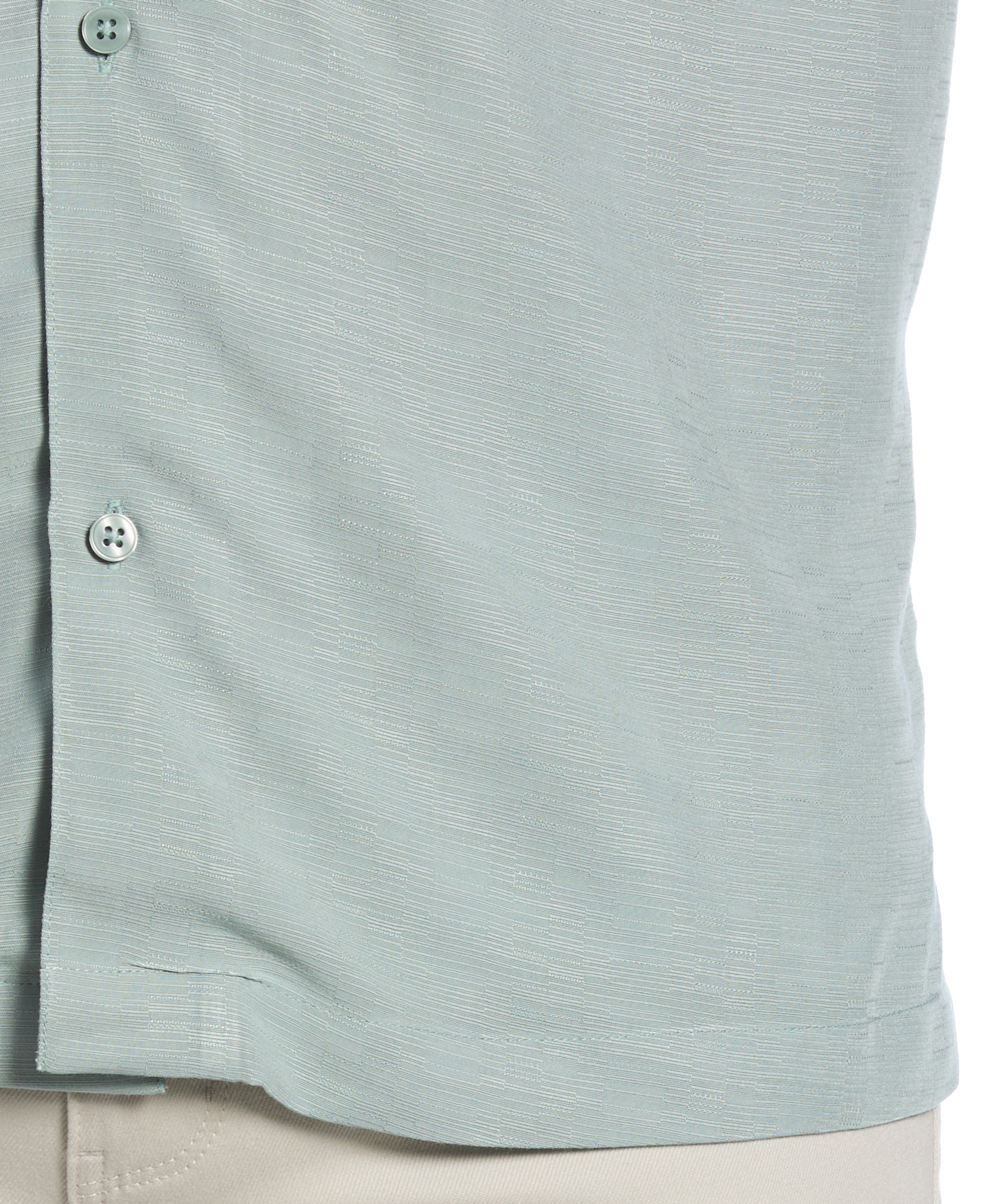 Solid Textured Cuban Collar Shirt
