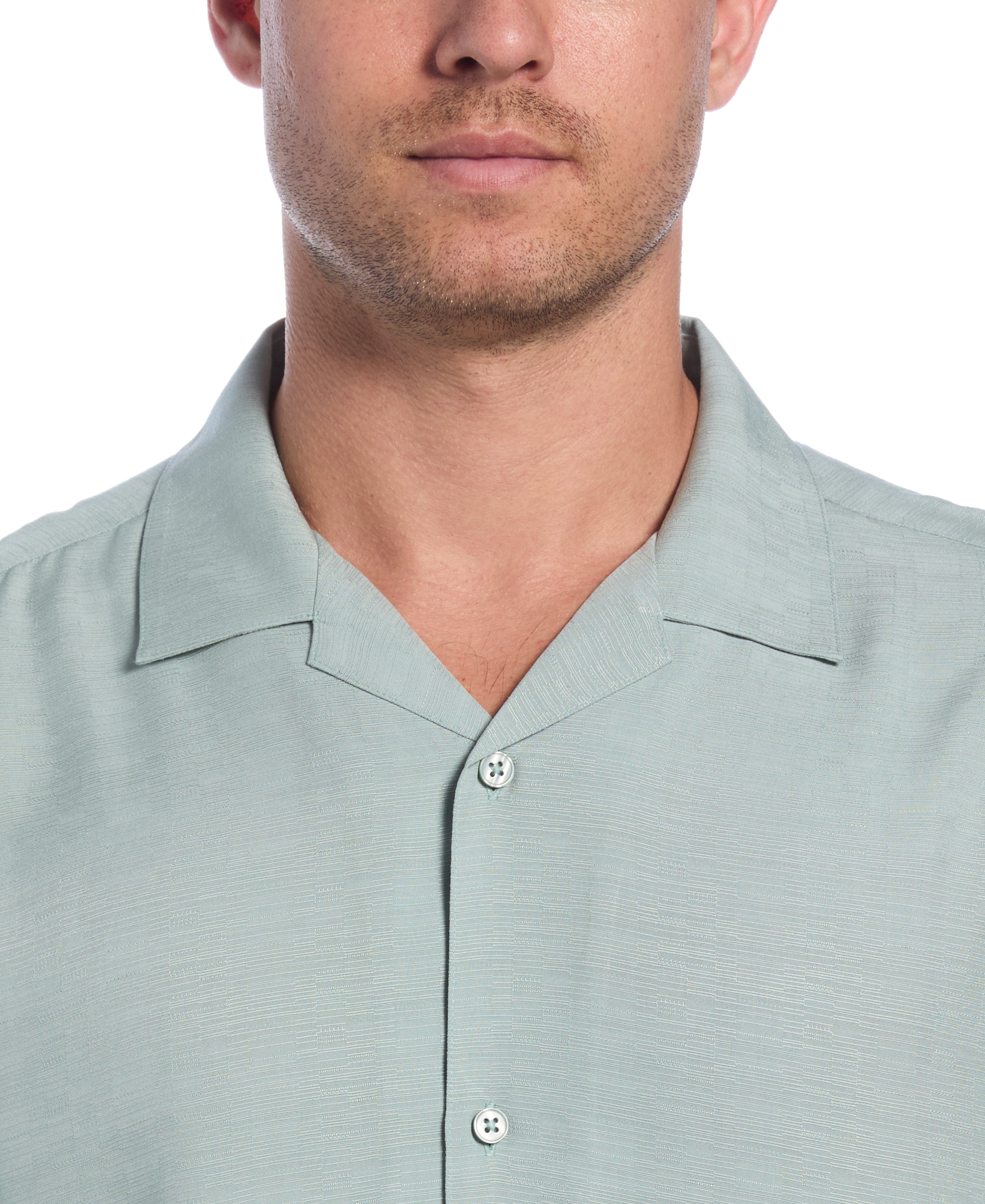 Solid Textured Cuban Collar Shirt
