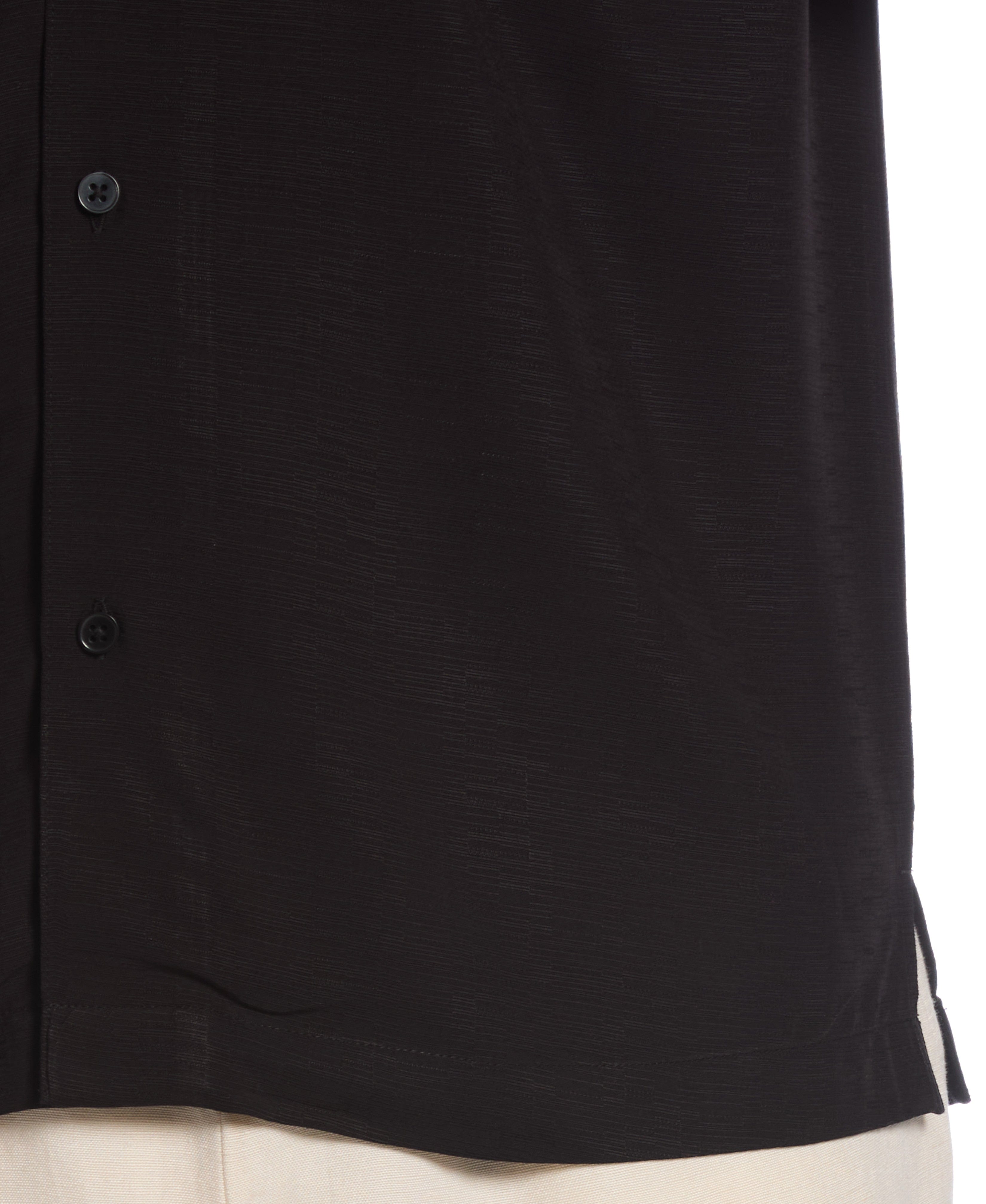 Solid Textured Cuban Collar Shirt
