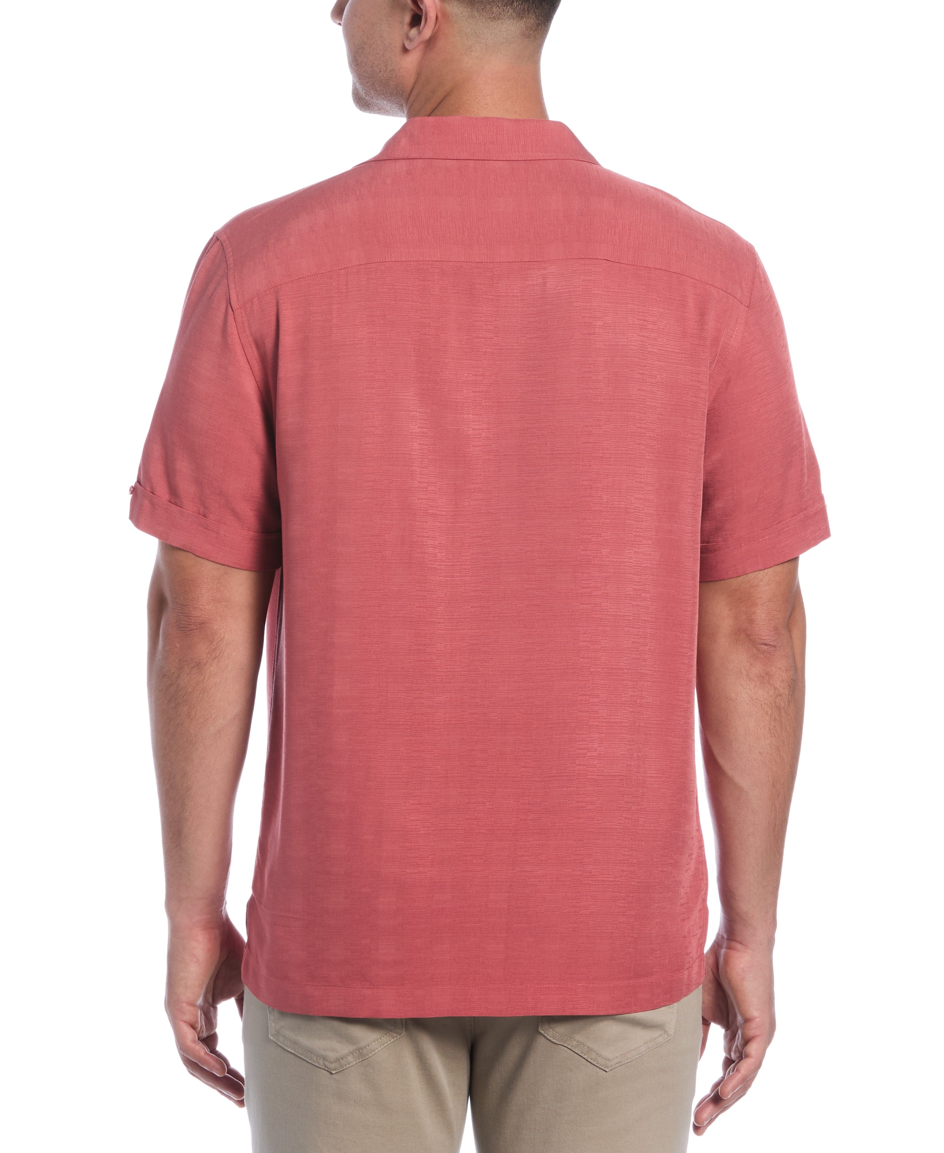 Solid Textured Cuban Collar Shirt
