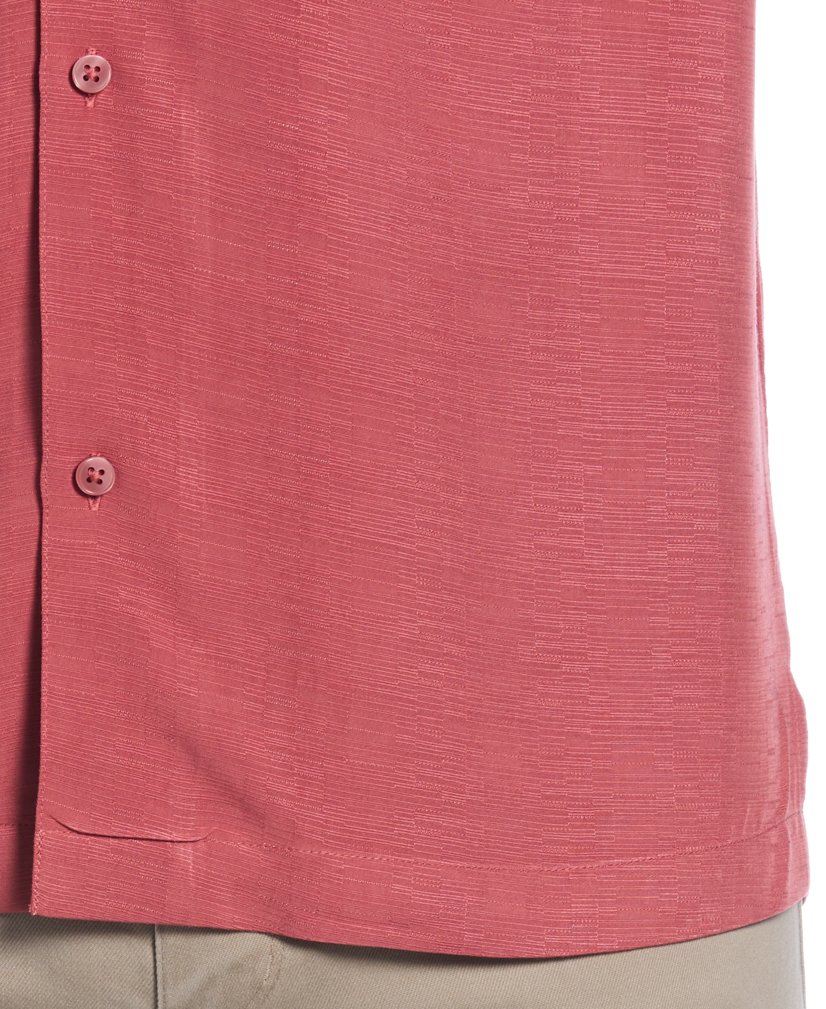 Solid Textured Cuban Collar Shirt