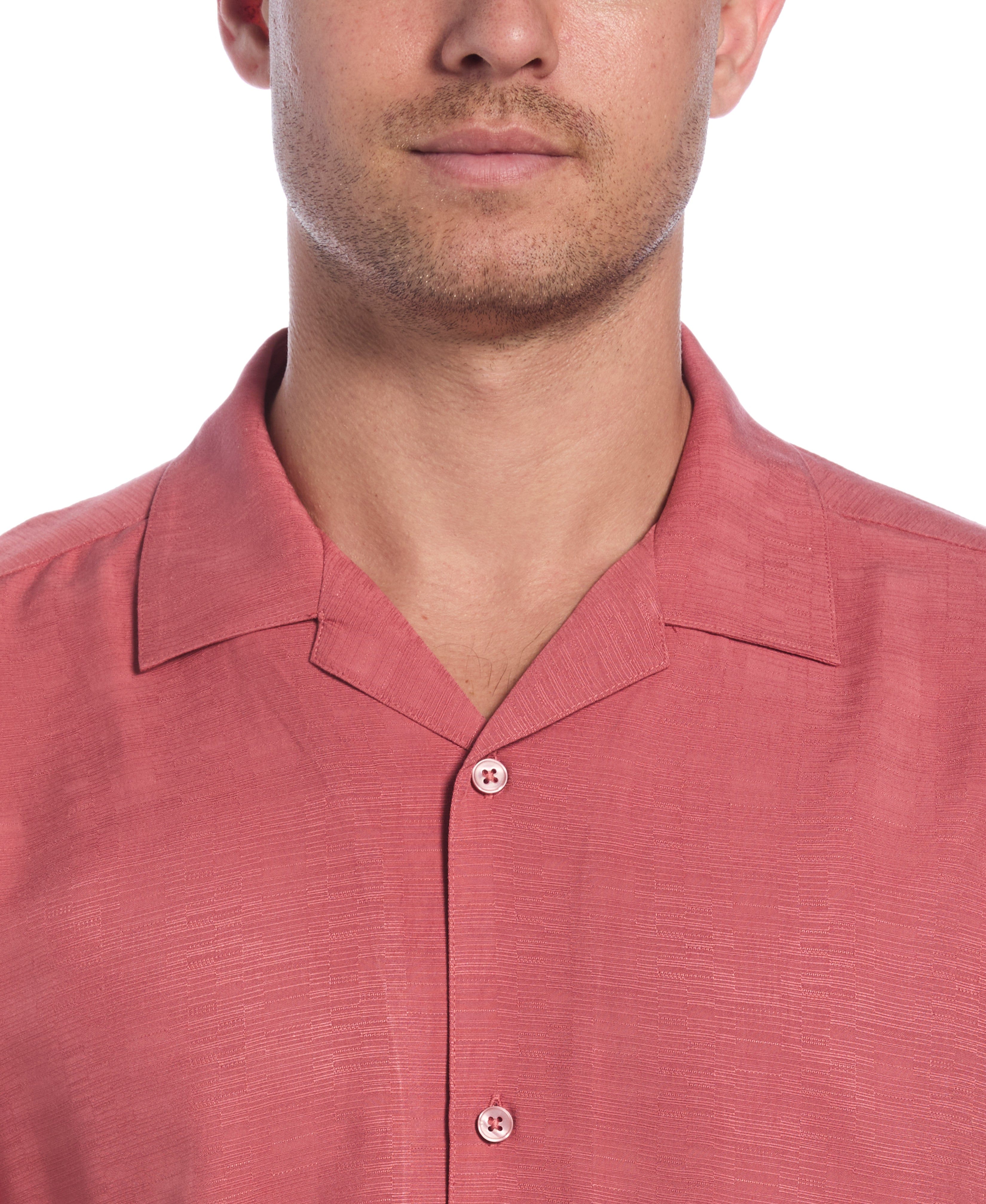 Solid Textured Cuban Collar Shirt
