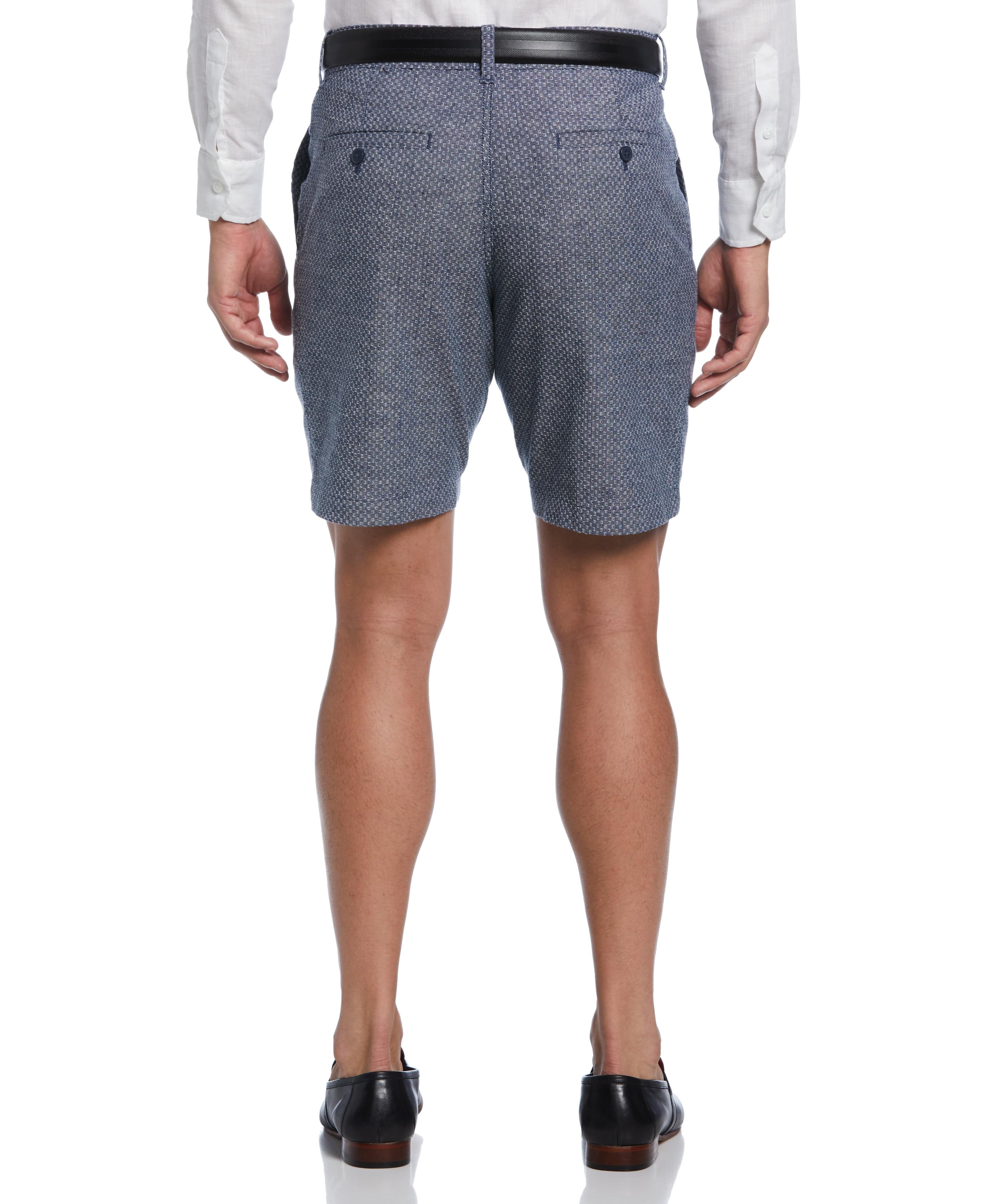 Textured Linen-Blend Flat Front Short