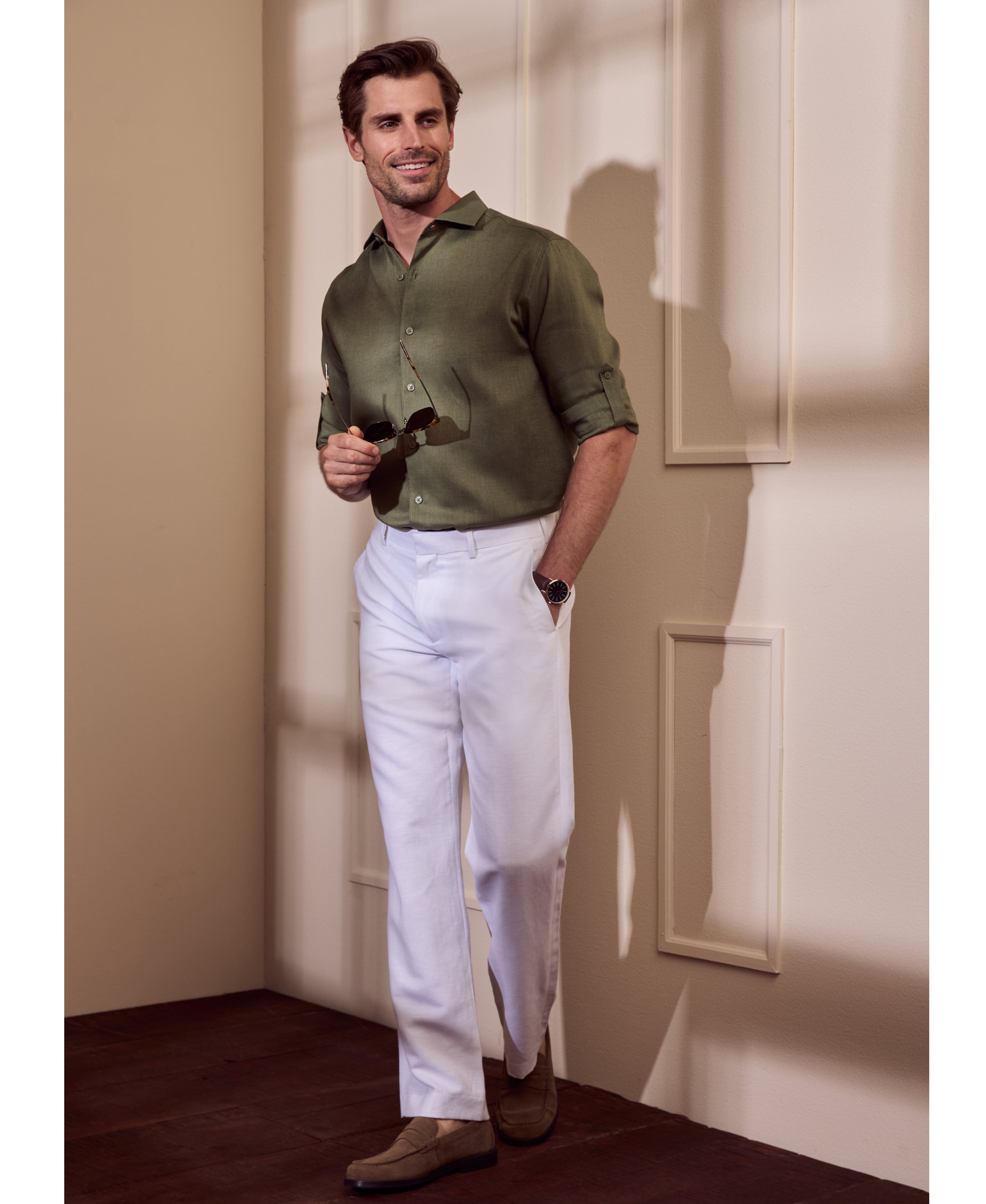 Travelselect™ Linen-Blend Rolled Sleeve Shirt