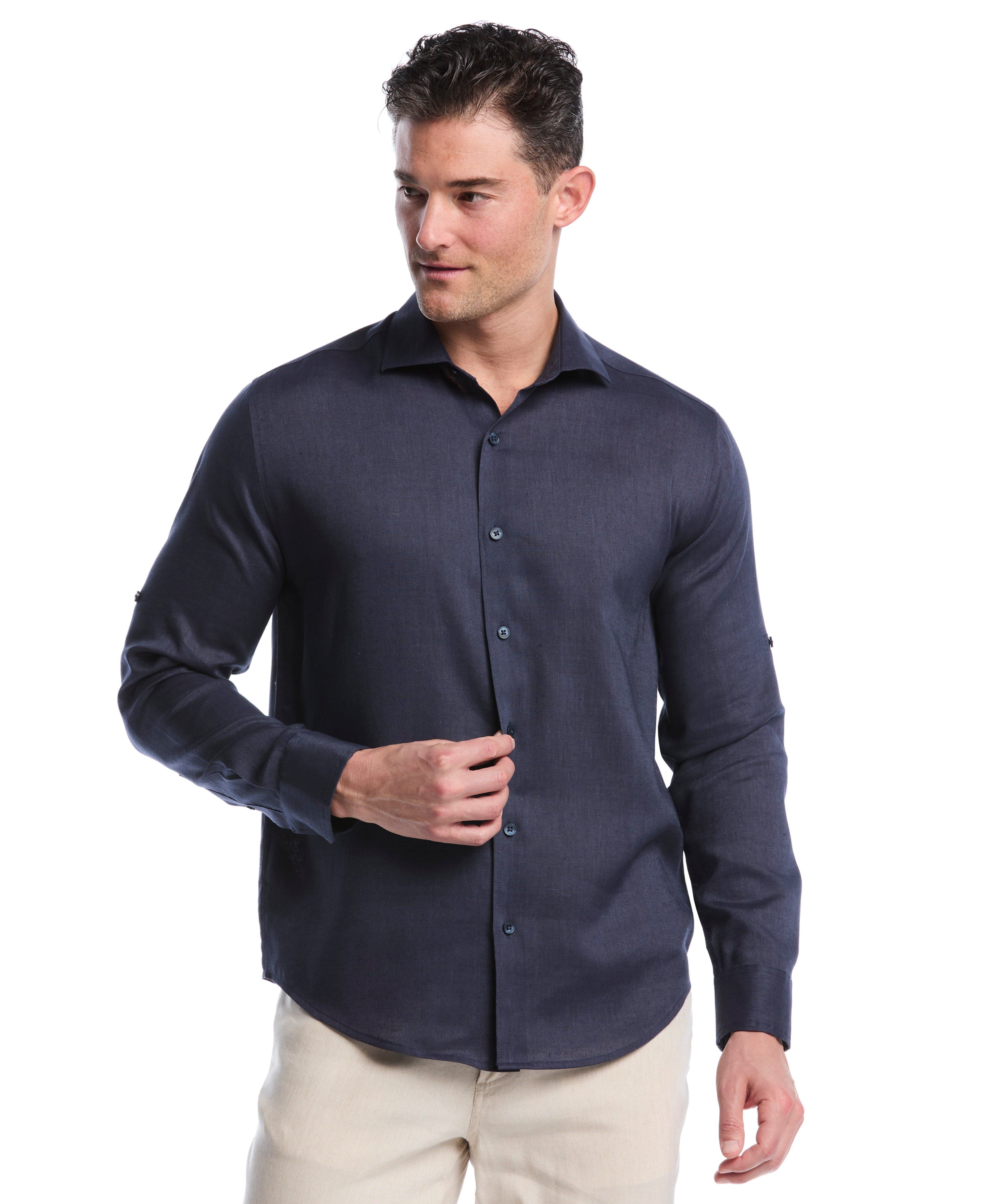 Travelselect™ Linen-Blend Rolled Sleeve Shirt