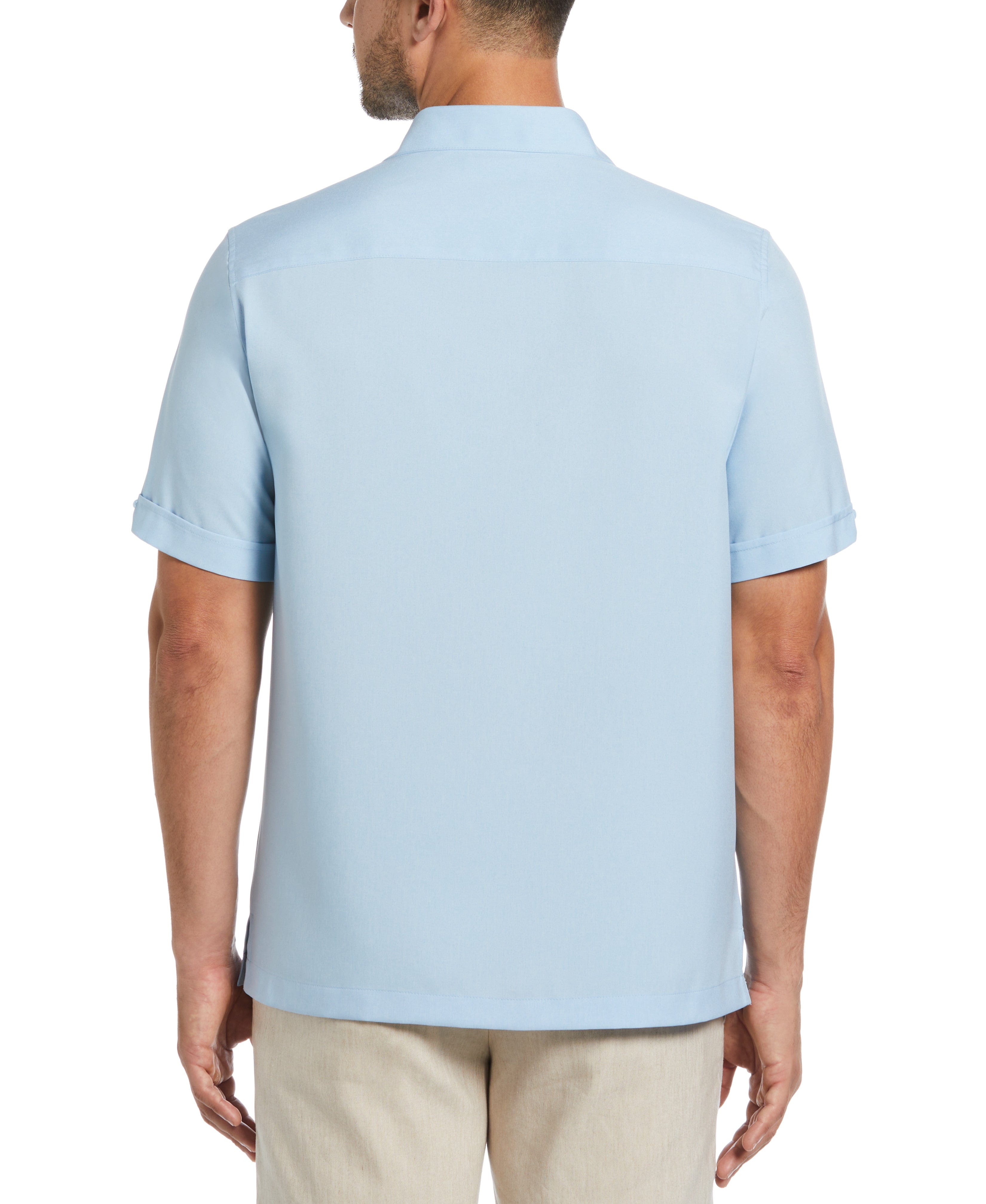 Two-Tone Cross Tuck Chambray Shirt
