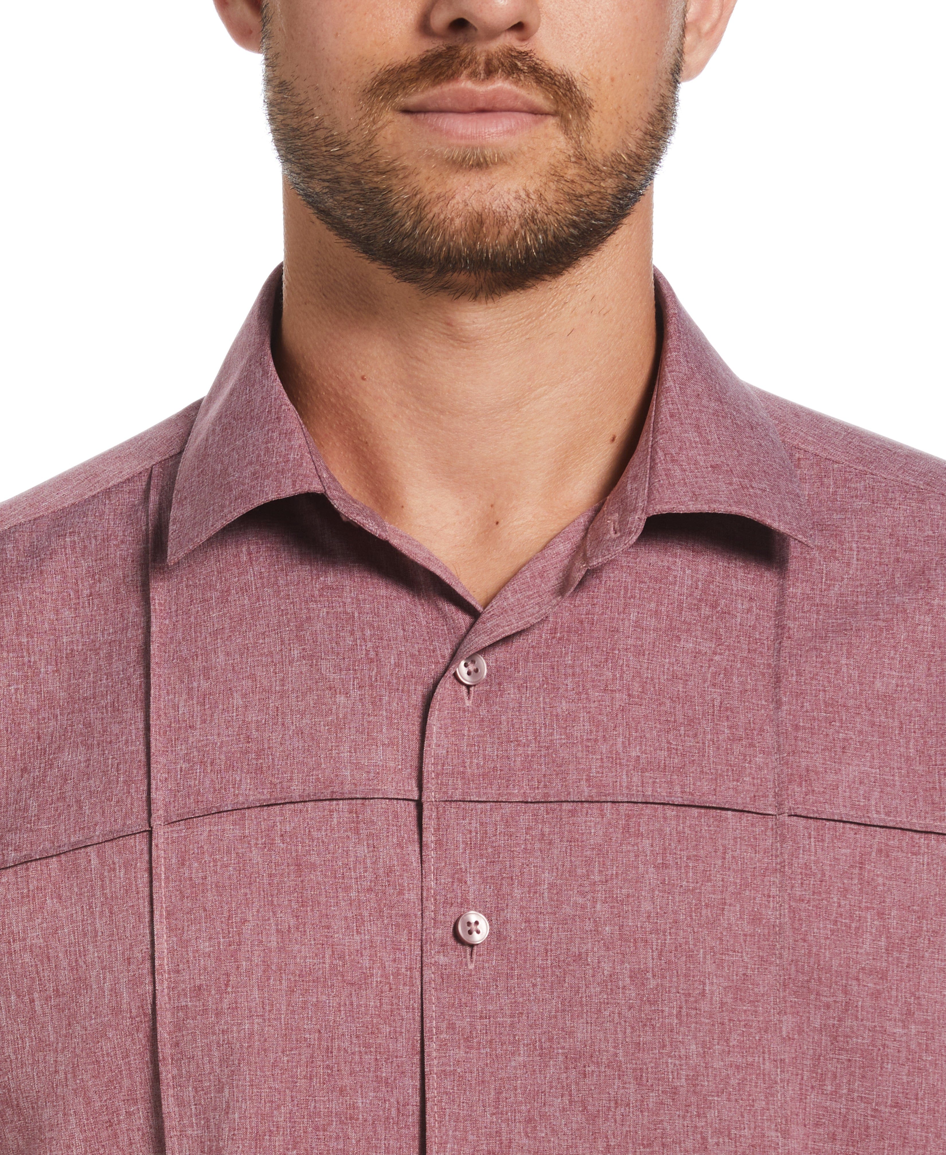 Two-Tone Cross Tuck Chambray Shirt