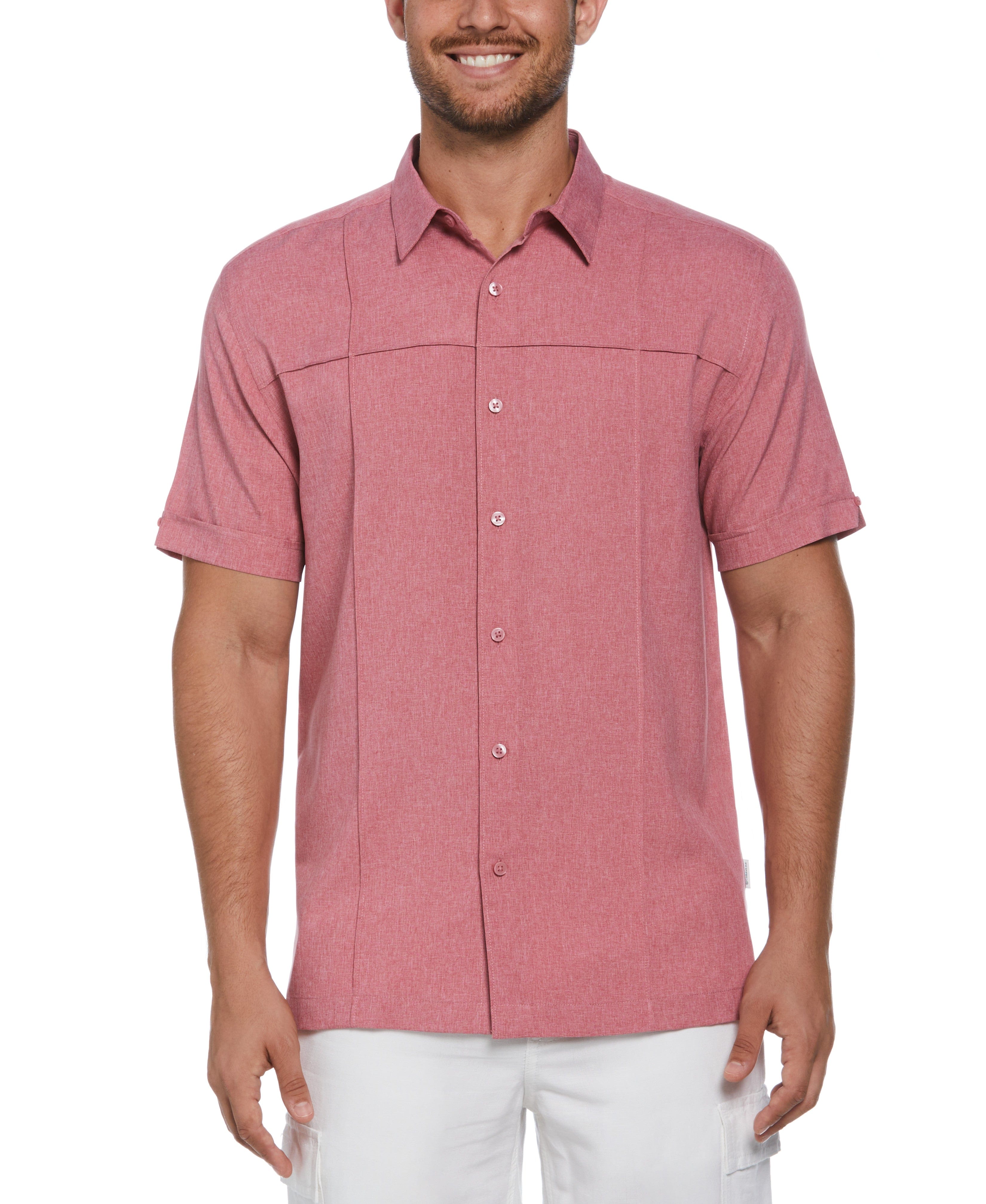Two-Tone Cross Tuck Chambray Shirt