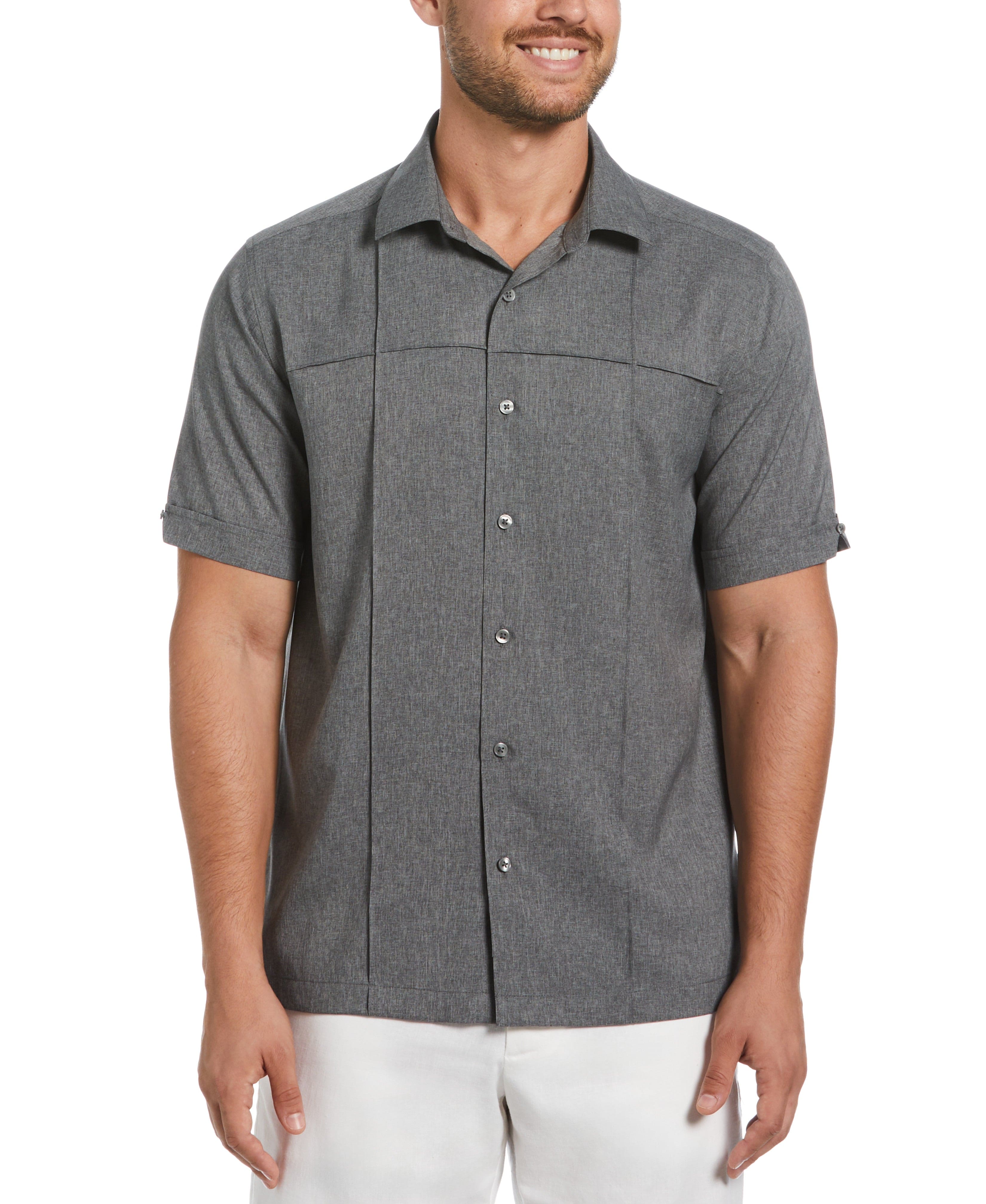 Two-Tone Cross Tuck Chambray Shirt