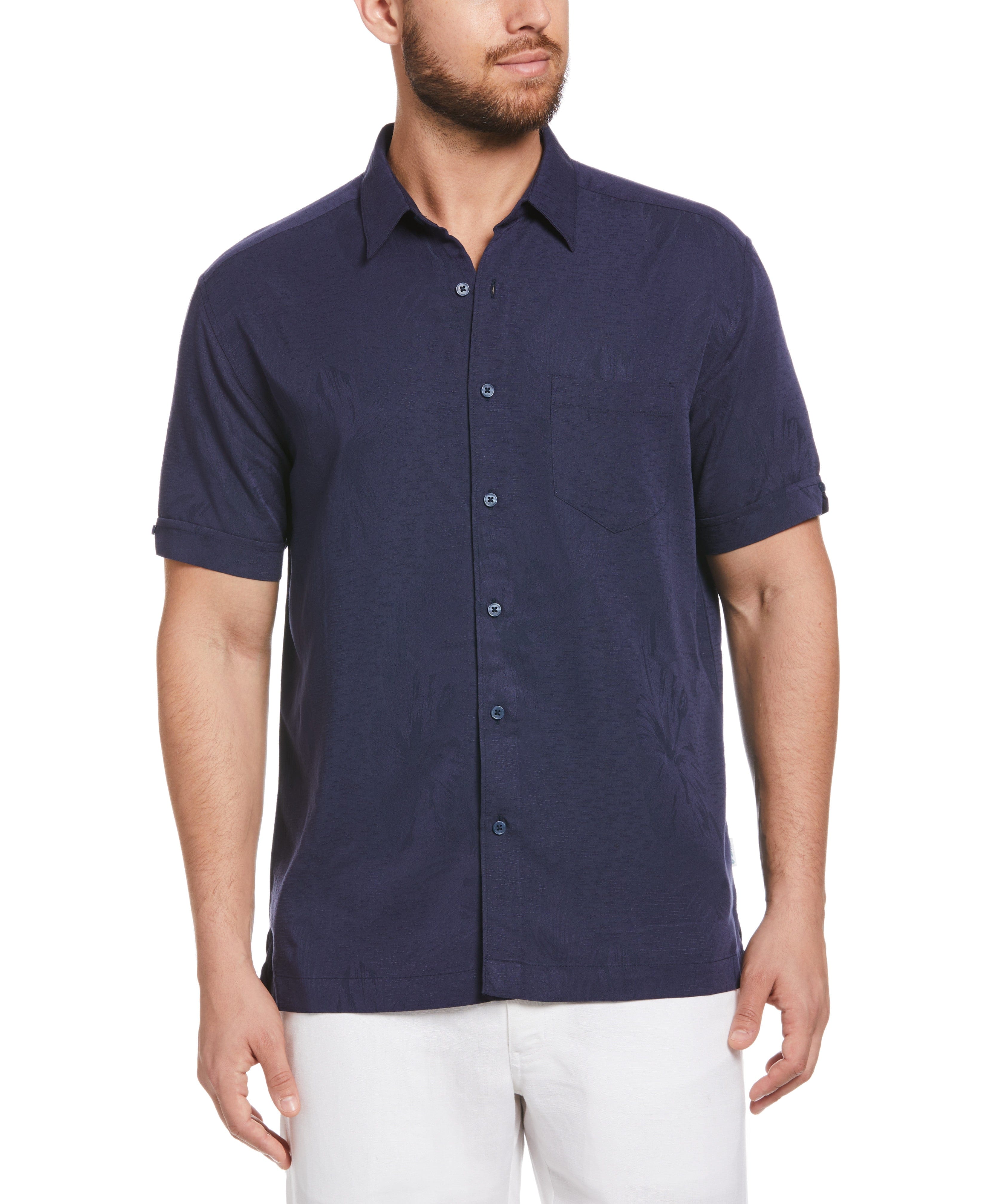 Two-Tone One Pocket Floral Print Shirt